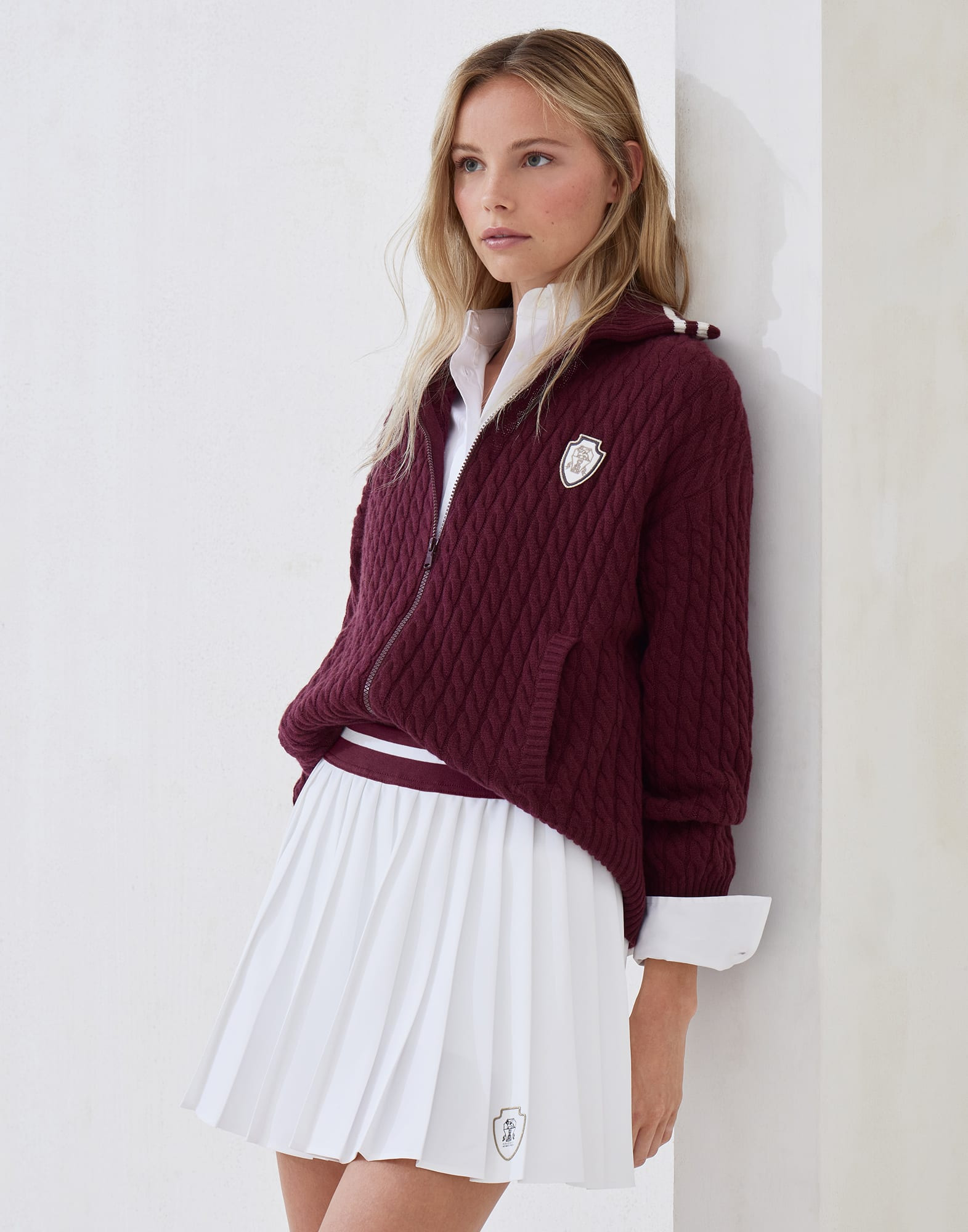 Cashmere cable knit cardigan with logo - 4
