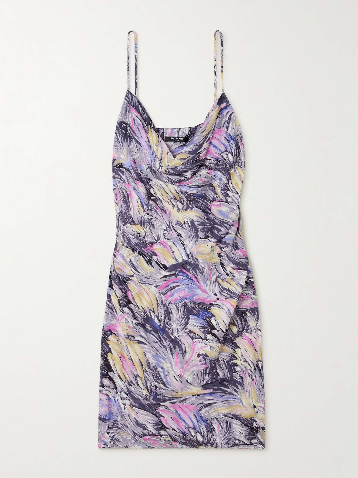 Draped printed satin mini dress - 1