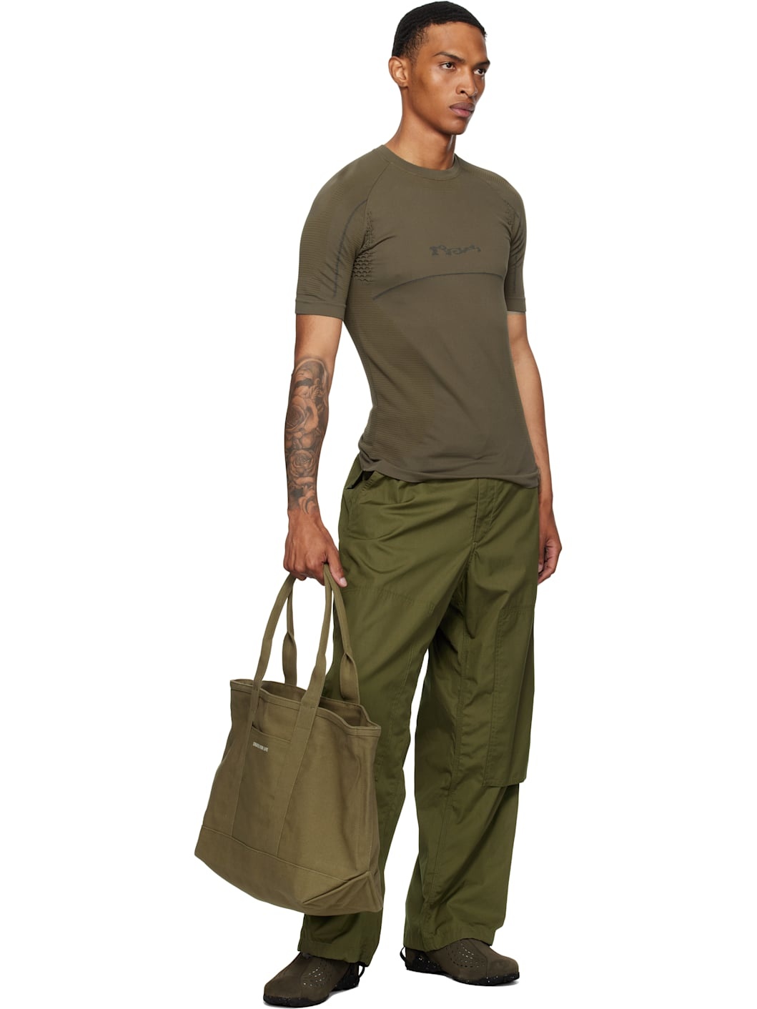Khaki Stefan Cotton Canvas Tote - 4