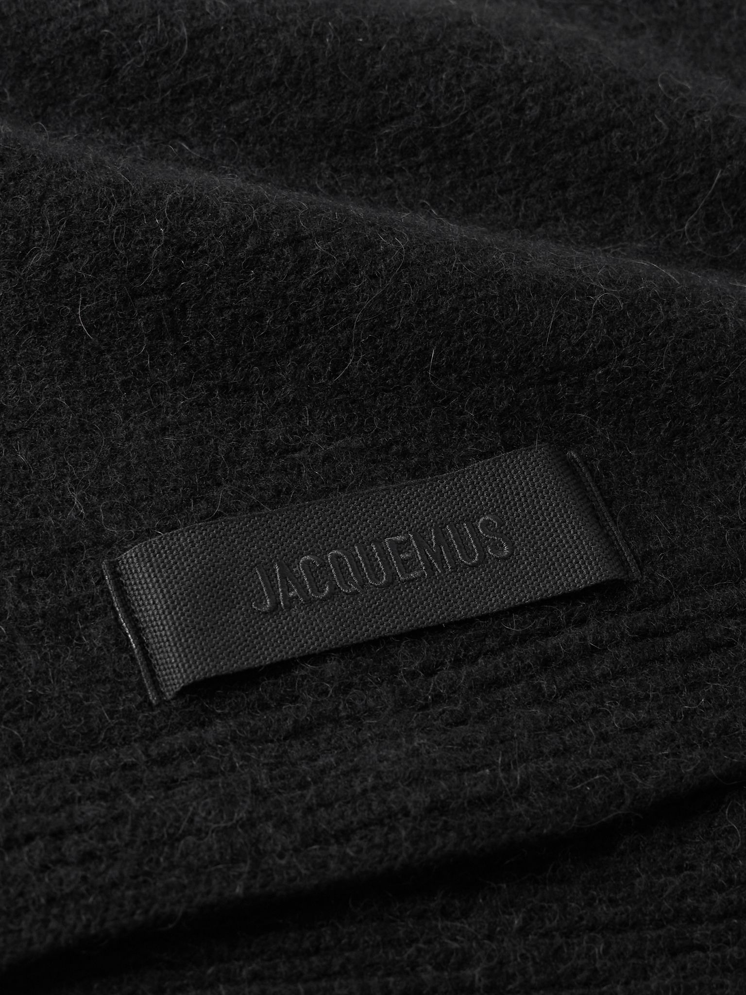 Logo-appliquéd brushed-knit scarf Black - 3