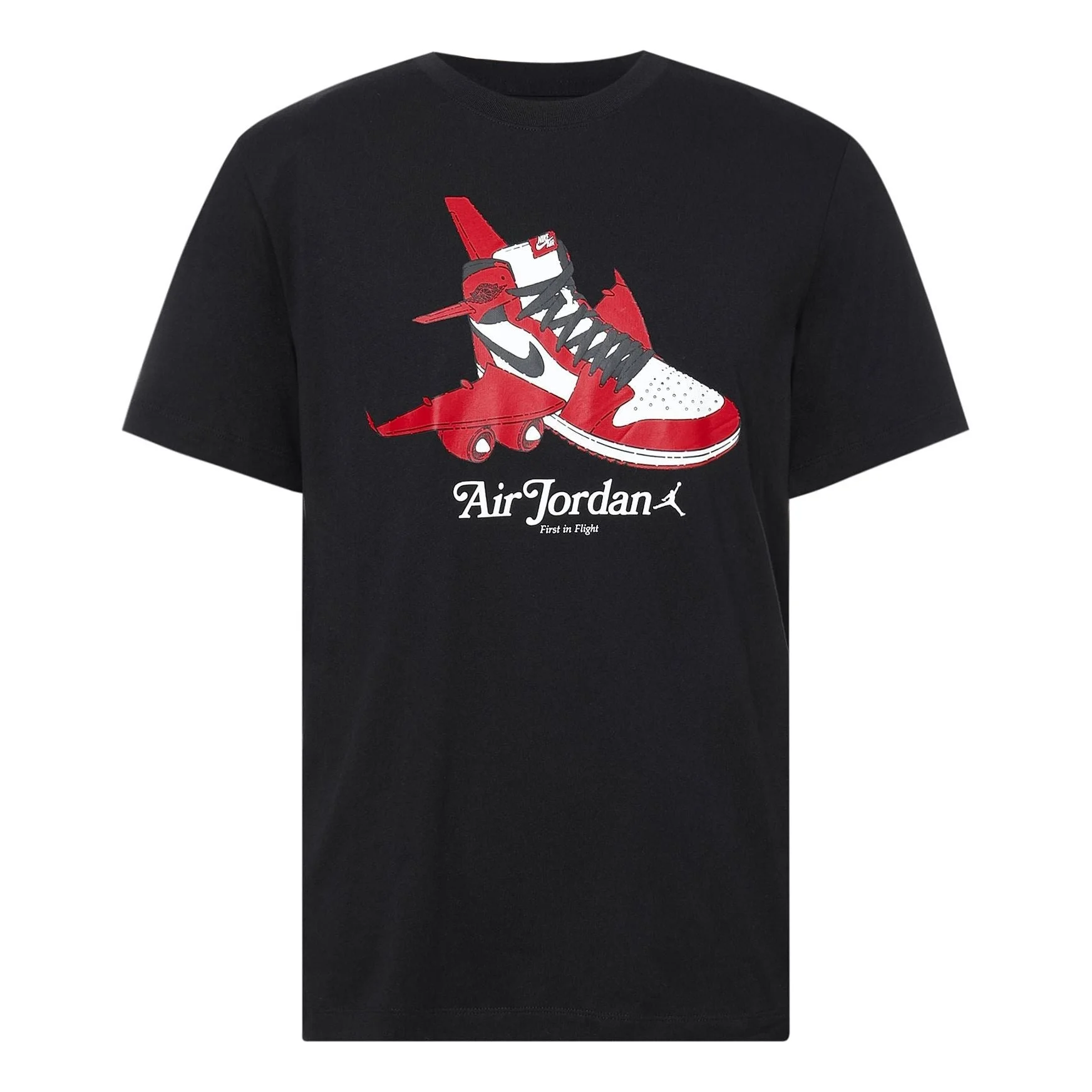 Air Jordan Shoe Alphabet Printing Short Sleeve Black CN3597-010 - 1