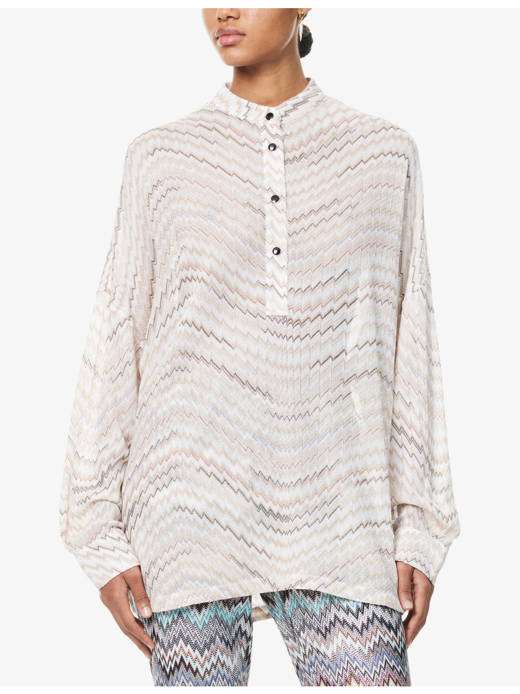 Chevron Relaxed-Fit Knitted Blouse - 3