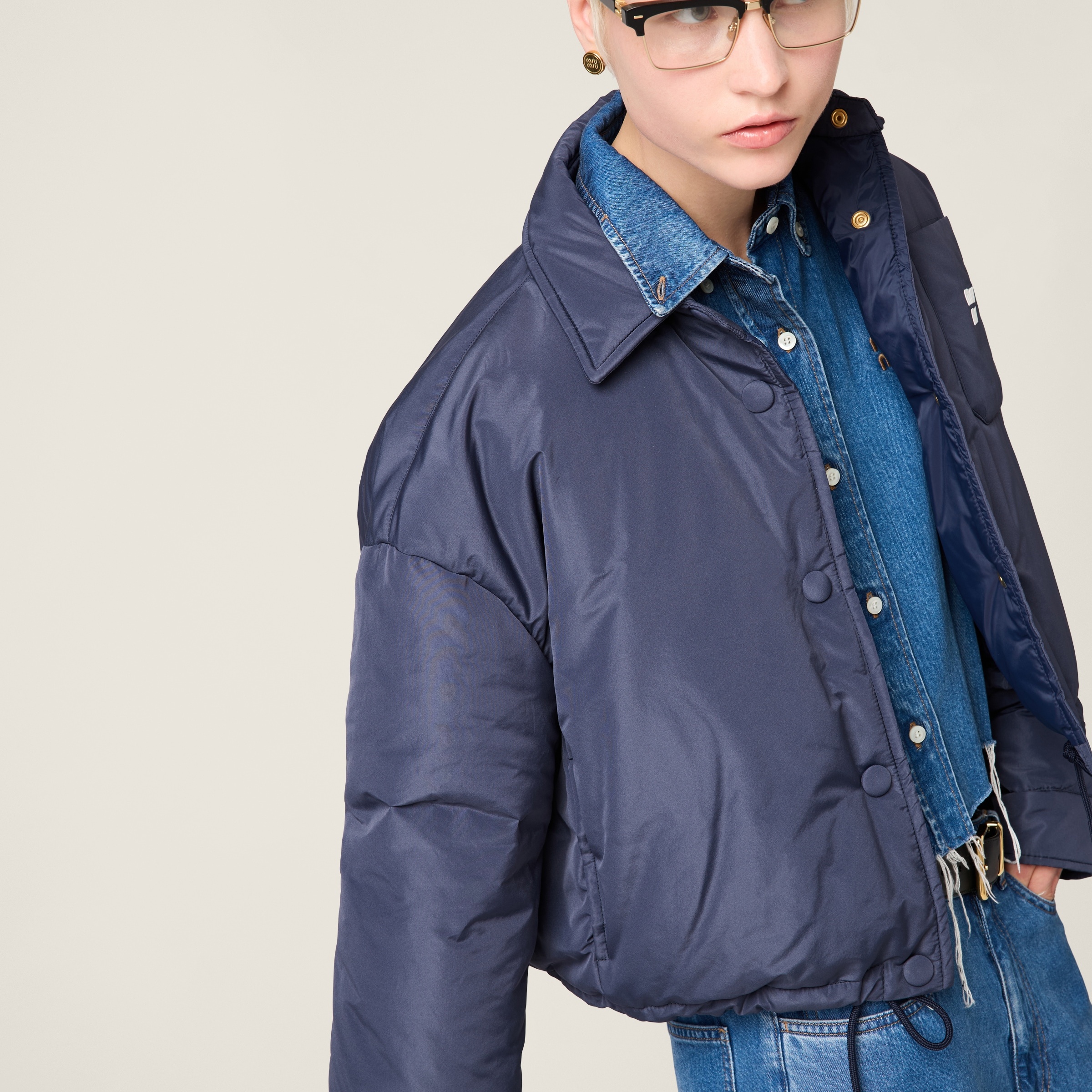 Technical pongé cropped down jacket - 5