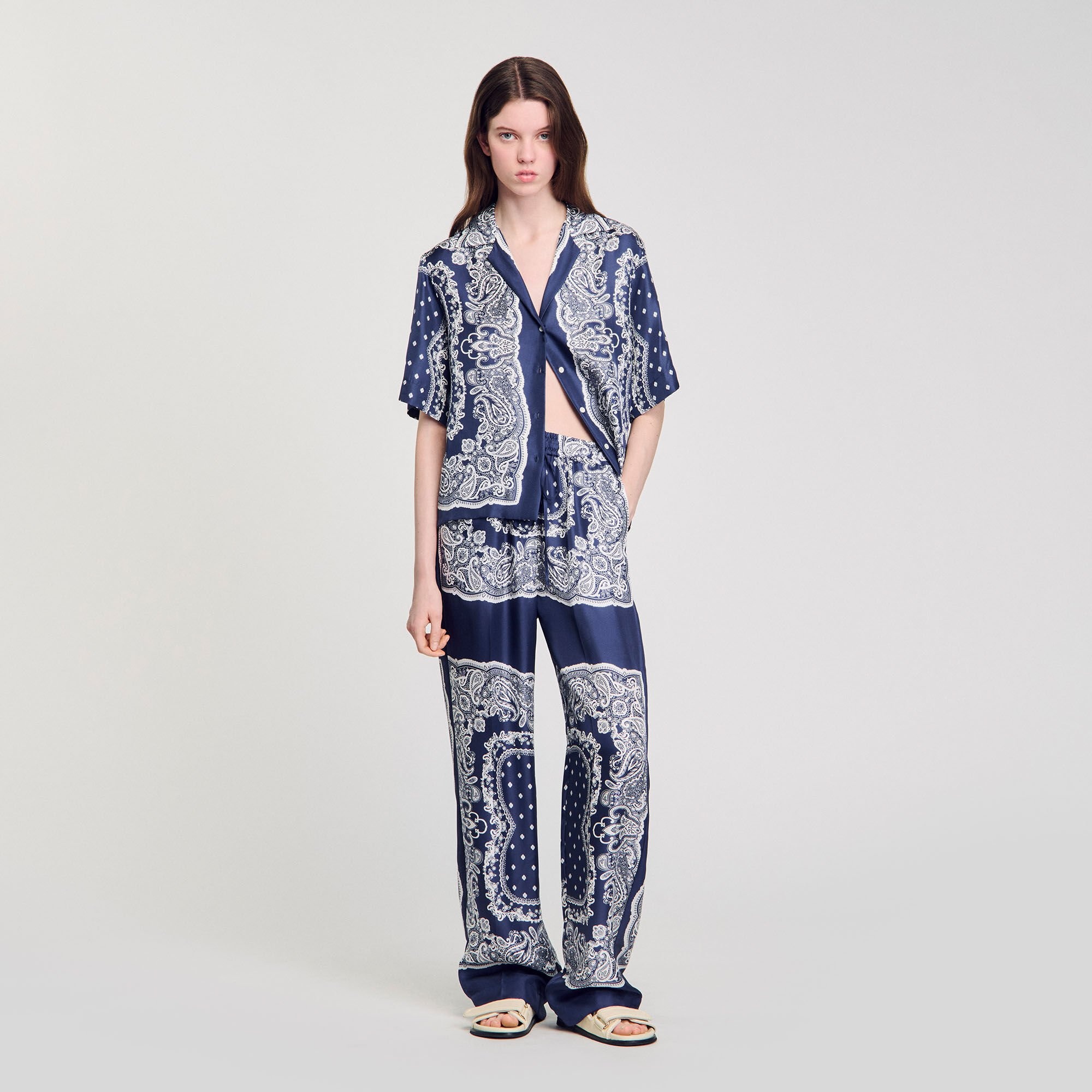 BANDANA-PRINT FLOWY TROUSERS - 1