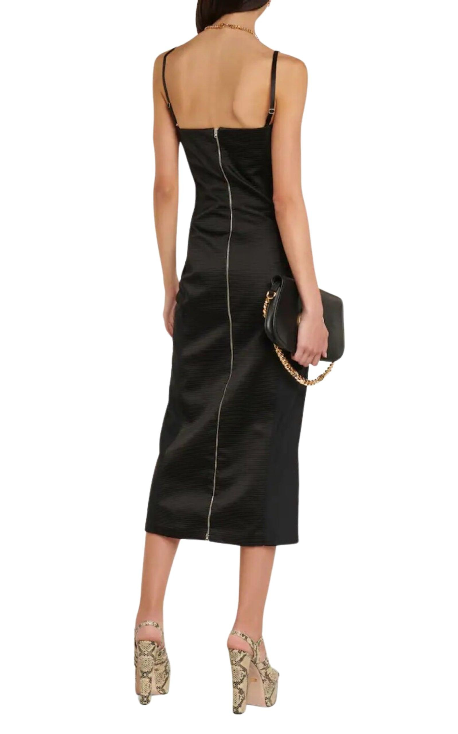 Silk Duchesse Mid-length Dress In Black - 3