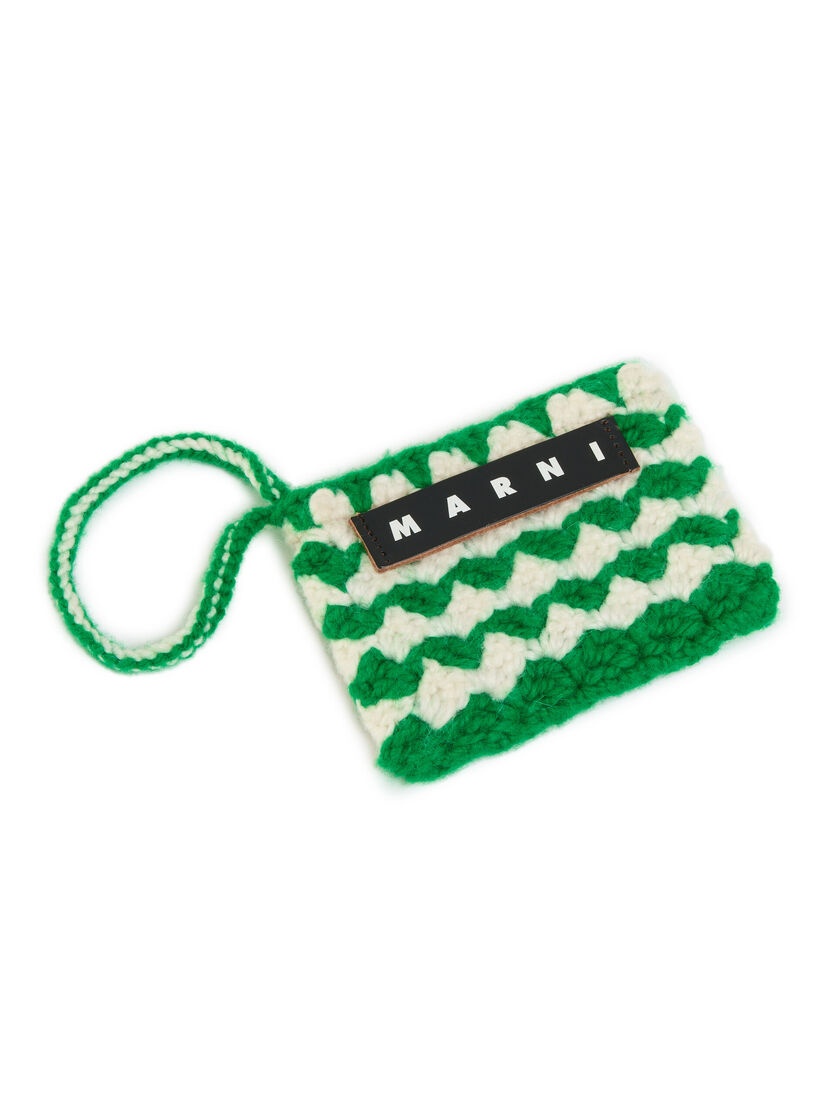 GREEN CROCHET MARNI MARKET MINI ROSAL POUCH - 3