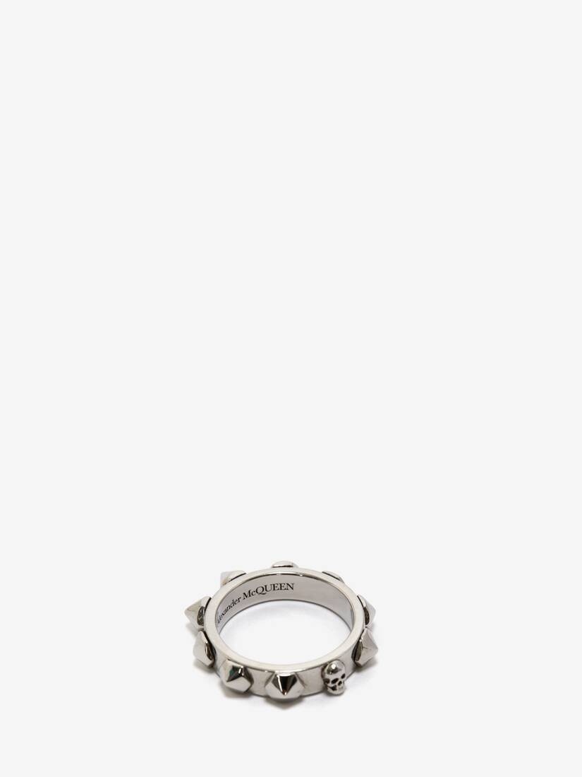 Men's Punk Stud Ring in Antique Silver - 3