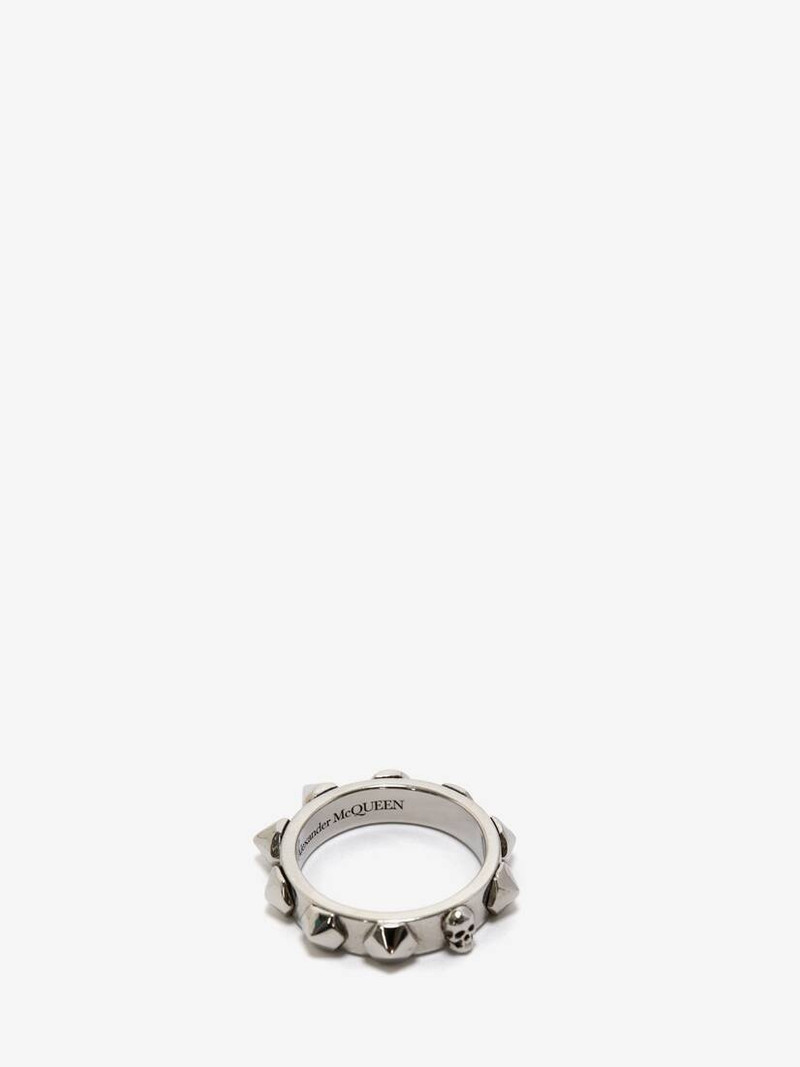 Men's Punk Stud Ring in Antique Silver 3