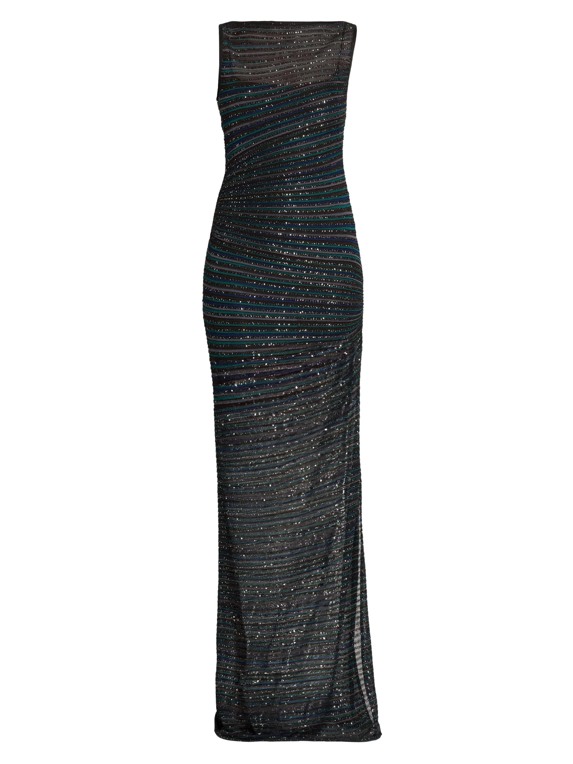 Women's Metallic Striped Knit Gown - Multicolor Black Green Blue - 1