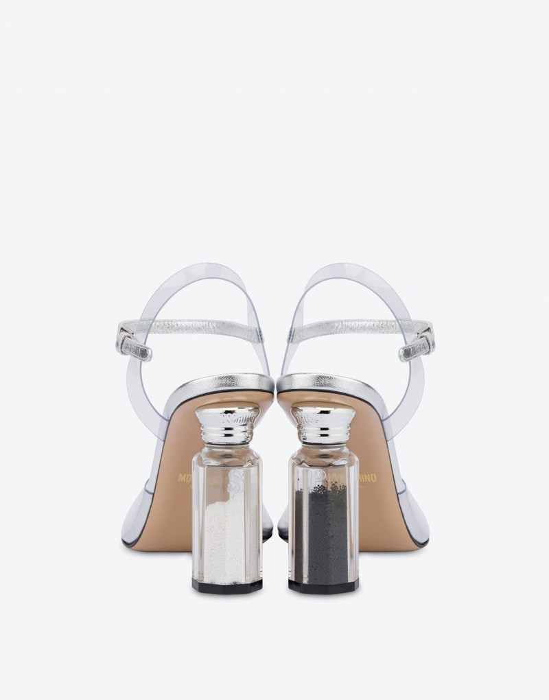 Moschino TRANSPARENT PVC SALT AND PEPPER SANDALS outlook