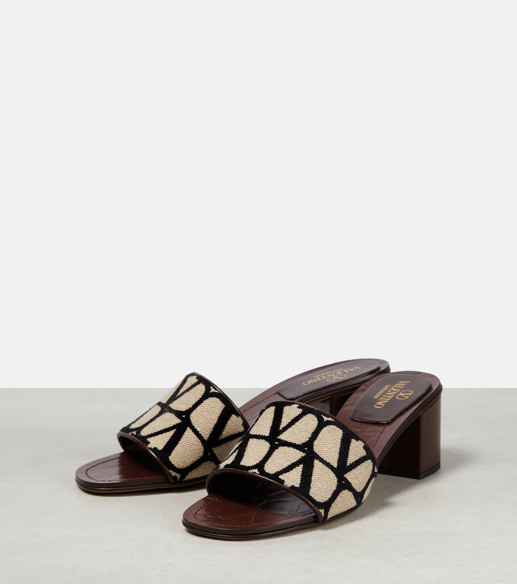 Toile Iconographe leather-trimmed mules - 5