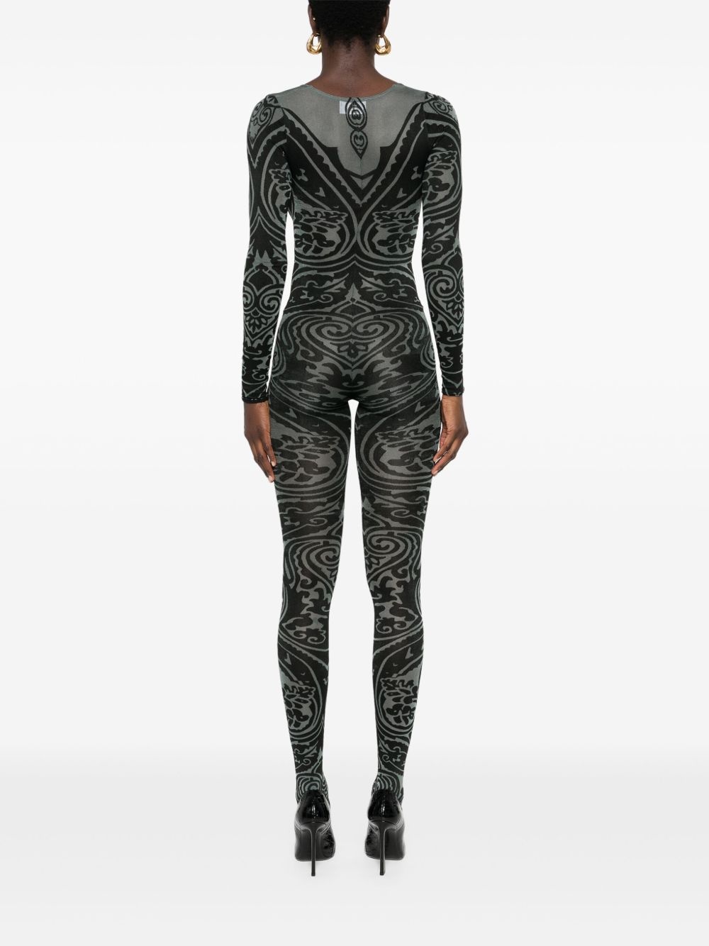 x ETRO Body Tattoo V-neck catsuit - 4