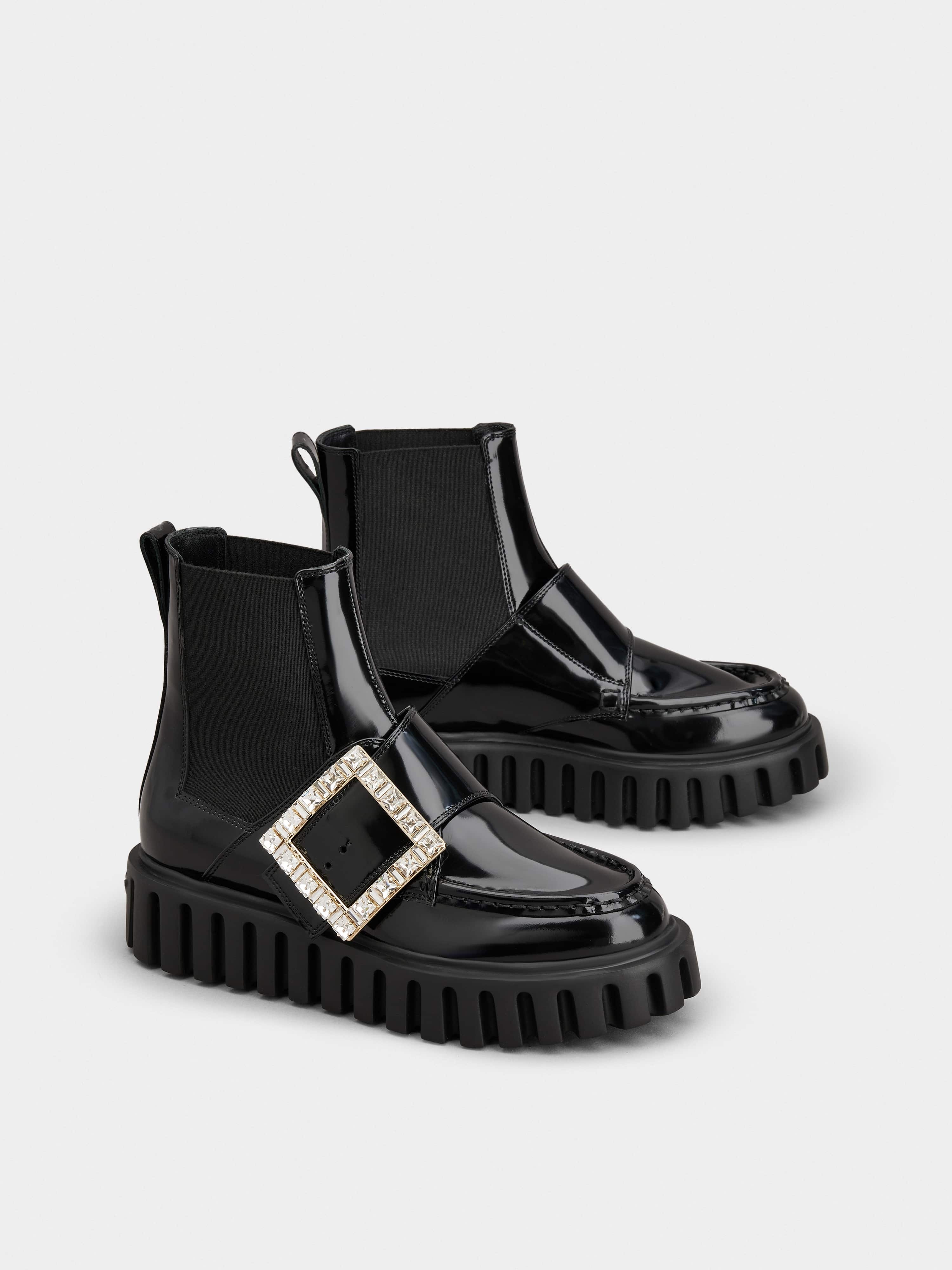 Viv' Go-Thick Strass Buckle Chealsea Ankle Boots in Patent Leather - 2