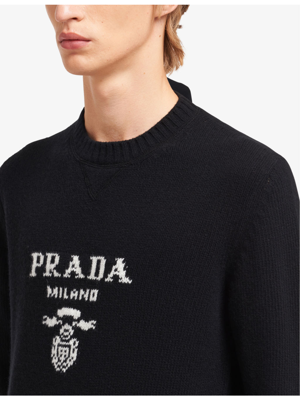 Intarsia-logo crewneck wool and cashmere-blend knitted jumper - 5