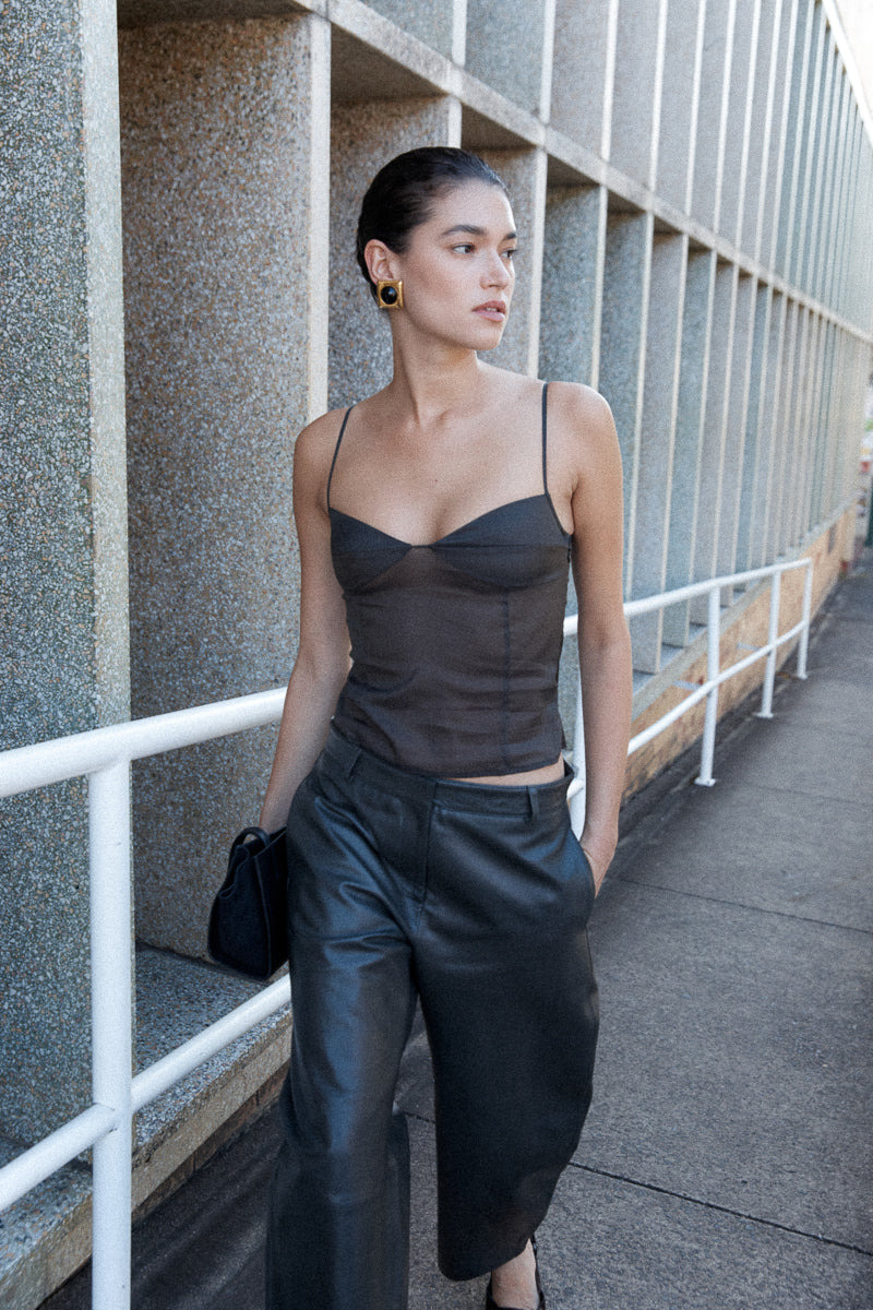 Leather Balloon Pants - Khaki - 8