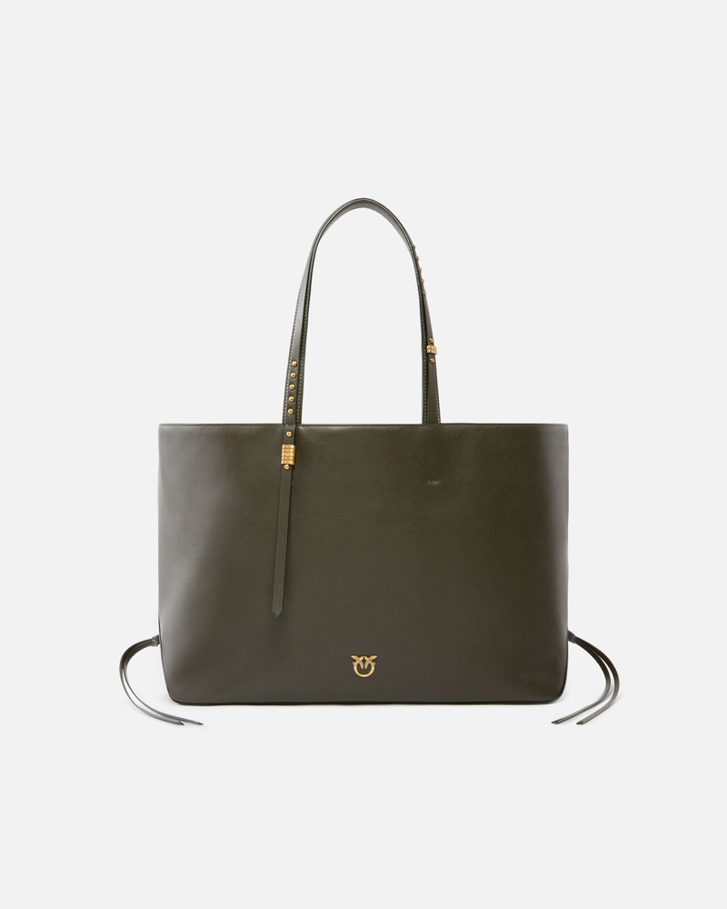 MEDIUM LEATHER SHOPPER BAG WITH METAL DETAILS 1