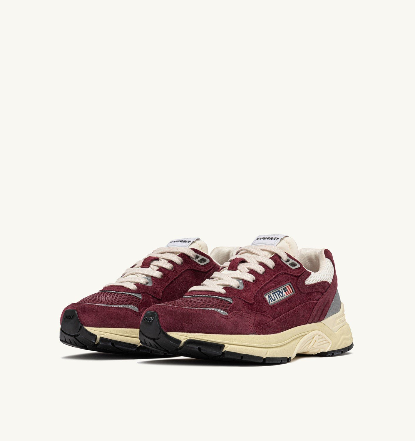 HYPERWAY SNEAKERS IN VINERY AND SILVER MESH AND SUEDE - 2