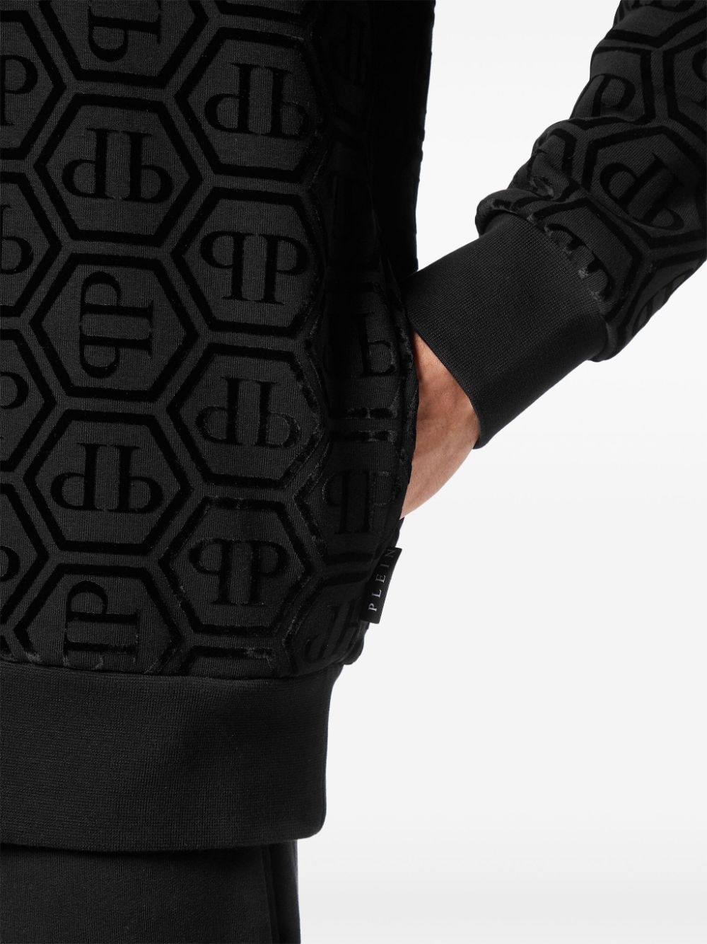 logo-flocked long-sleeve hoodie - 4