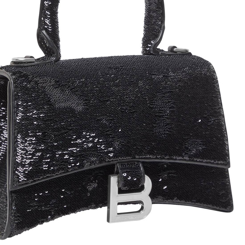 Women's Hourglass Xs Handbag With Chain And Sequin in Black 11