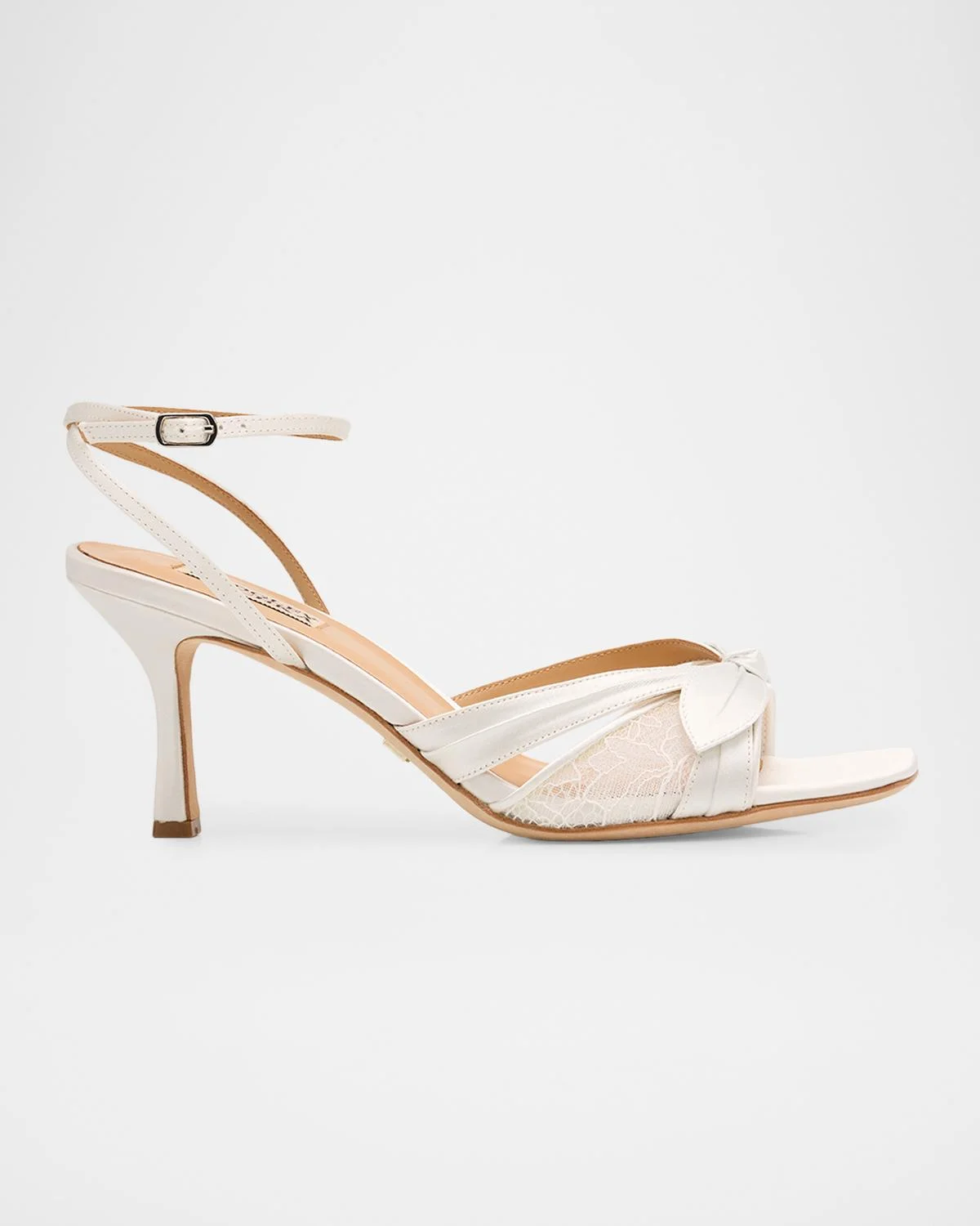 75mm Joselyn Satin Lace Ankle-Strap Sandals - 1