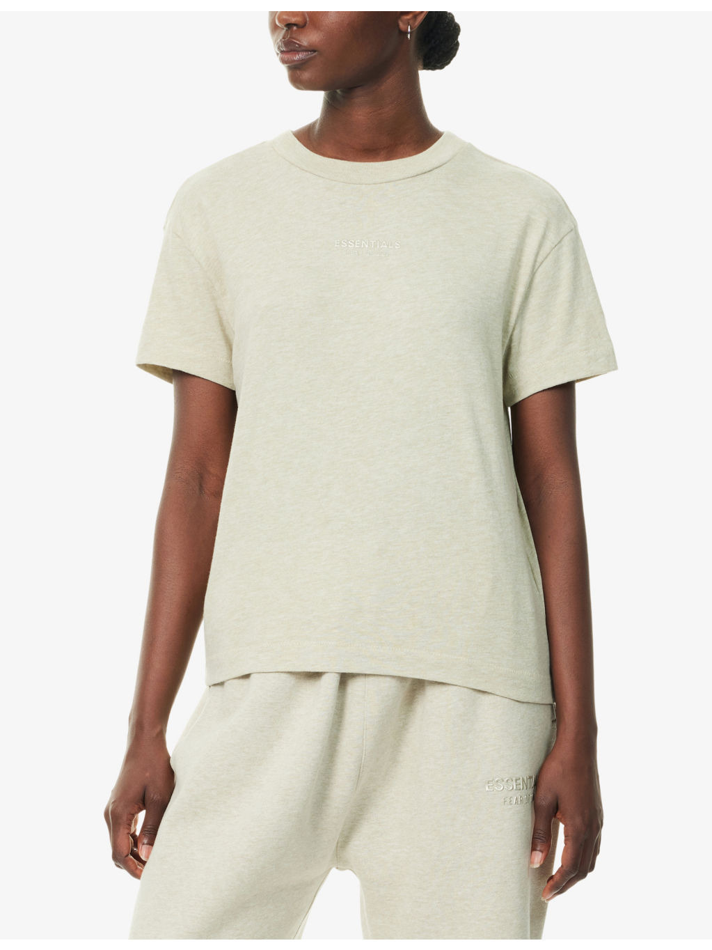 Embossed-Branding Round-Neck Cotton-Blend T-Shirt - 3