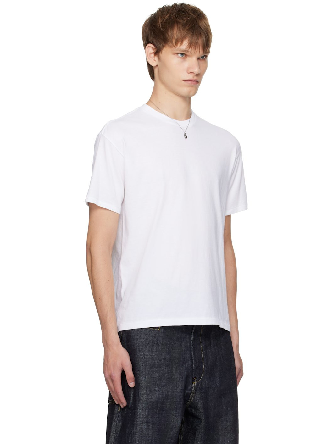 White Seamless Crew Neck T-shirt - 2