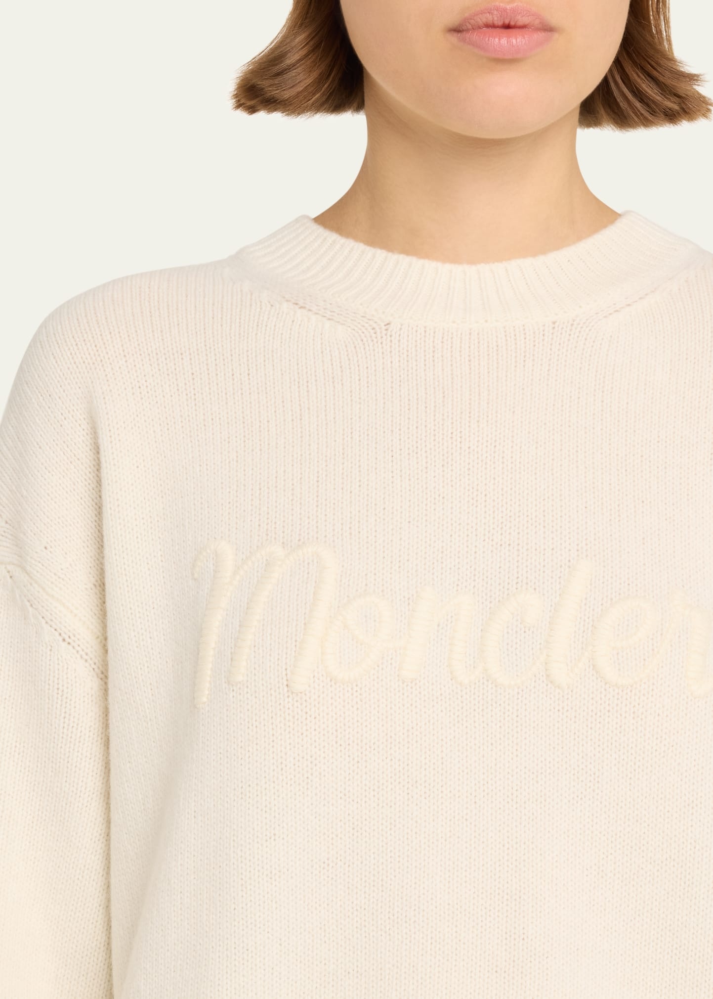 Wool Cashmere Embroidered Logo Sweater - 4