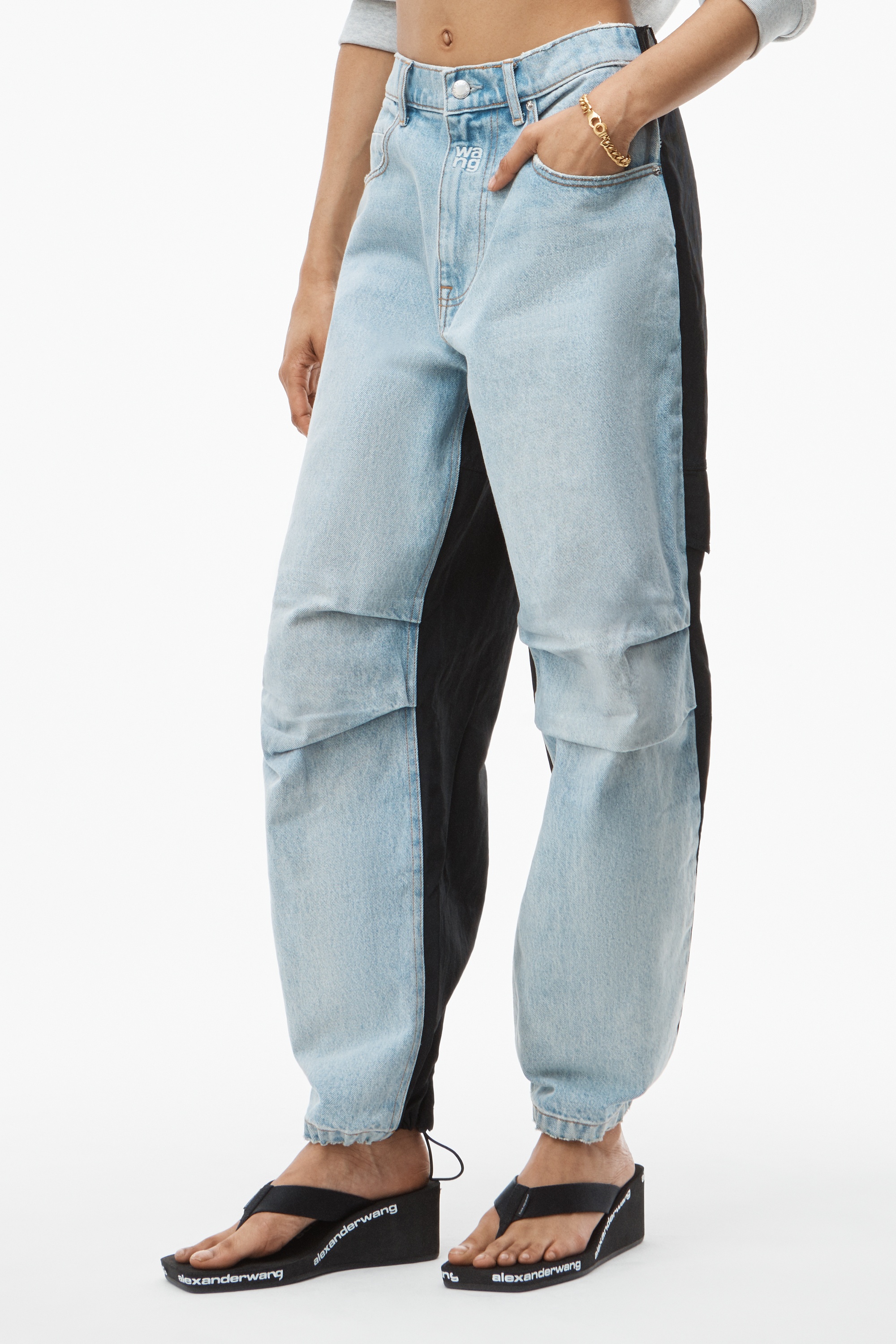 HYBRID CARGO JEAN IN DENIM AND NYLON - 4