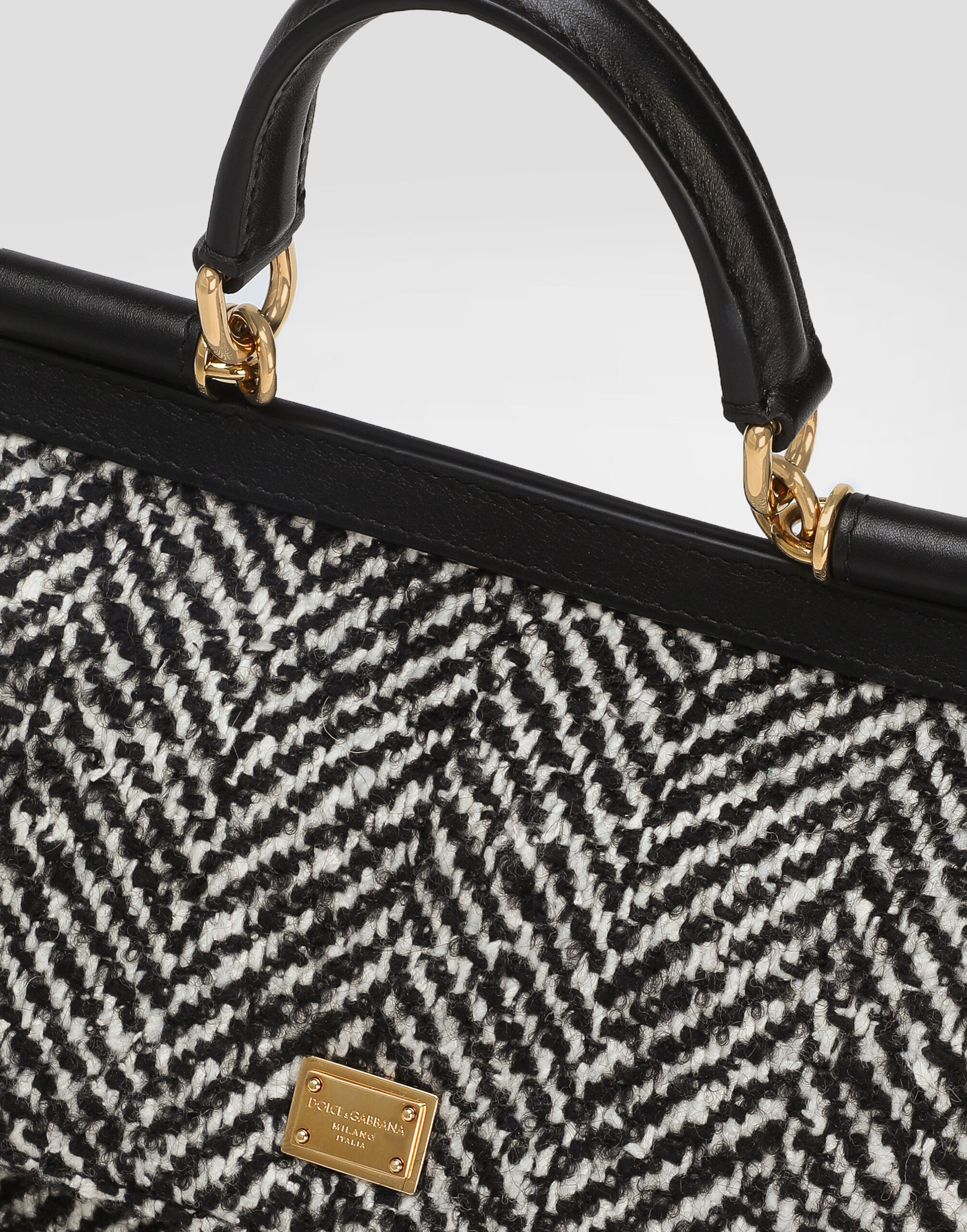 Sicily medium chevron wool handbag - 6