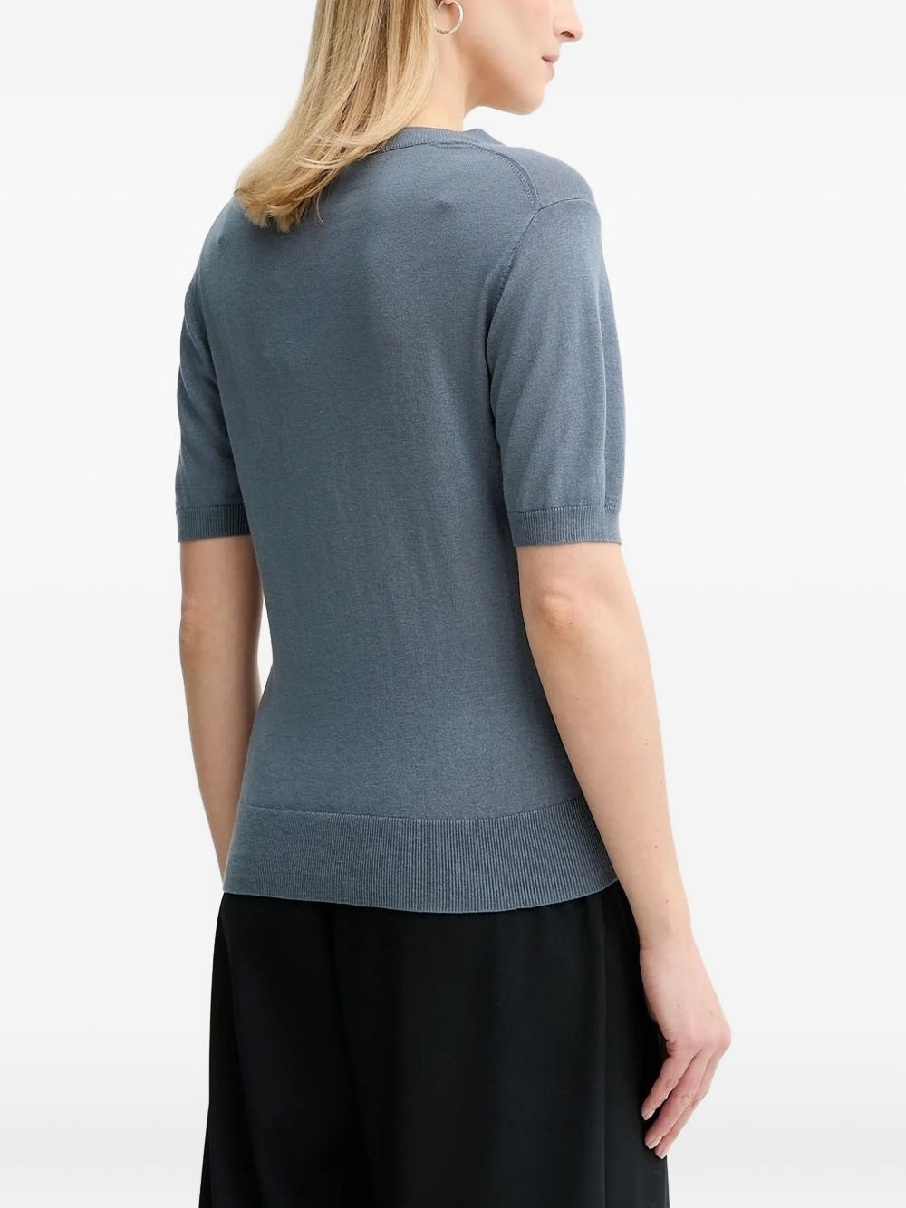 keyhole-neck short-sleeve sweater - 2