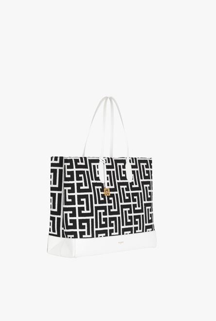 Large-sized bicolor white and black jacquard Folded Shopping bag - 6