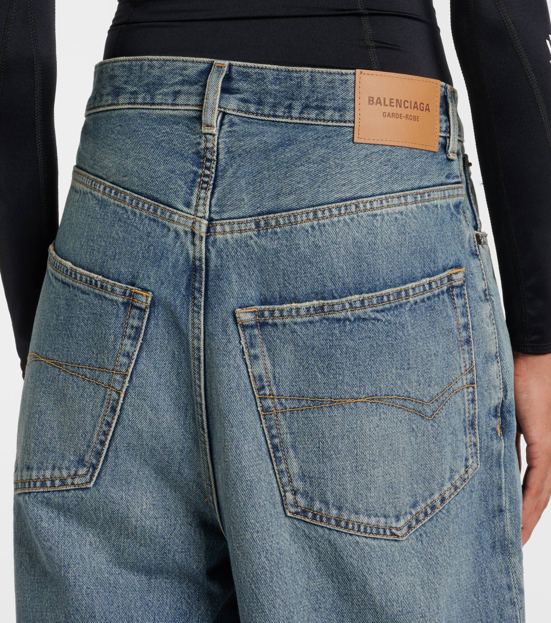 Faded mid-rise wide-leg jeans - 5
