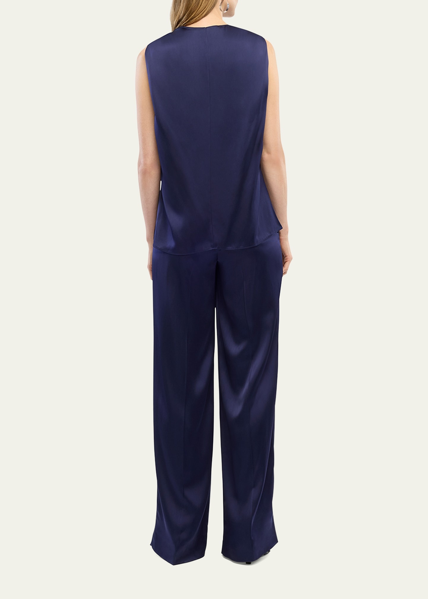 Twisted-Shoulder Satin Tank Top - 3