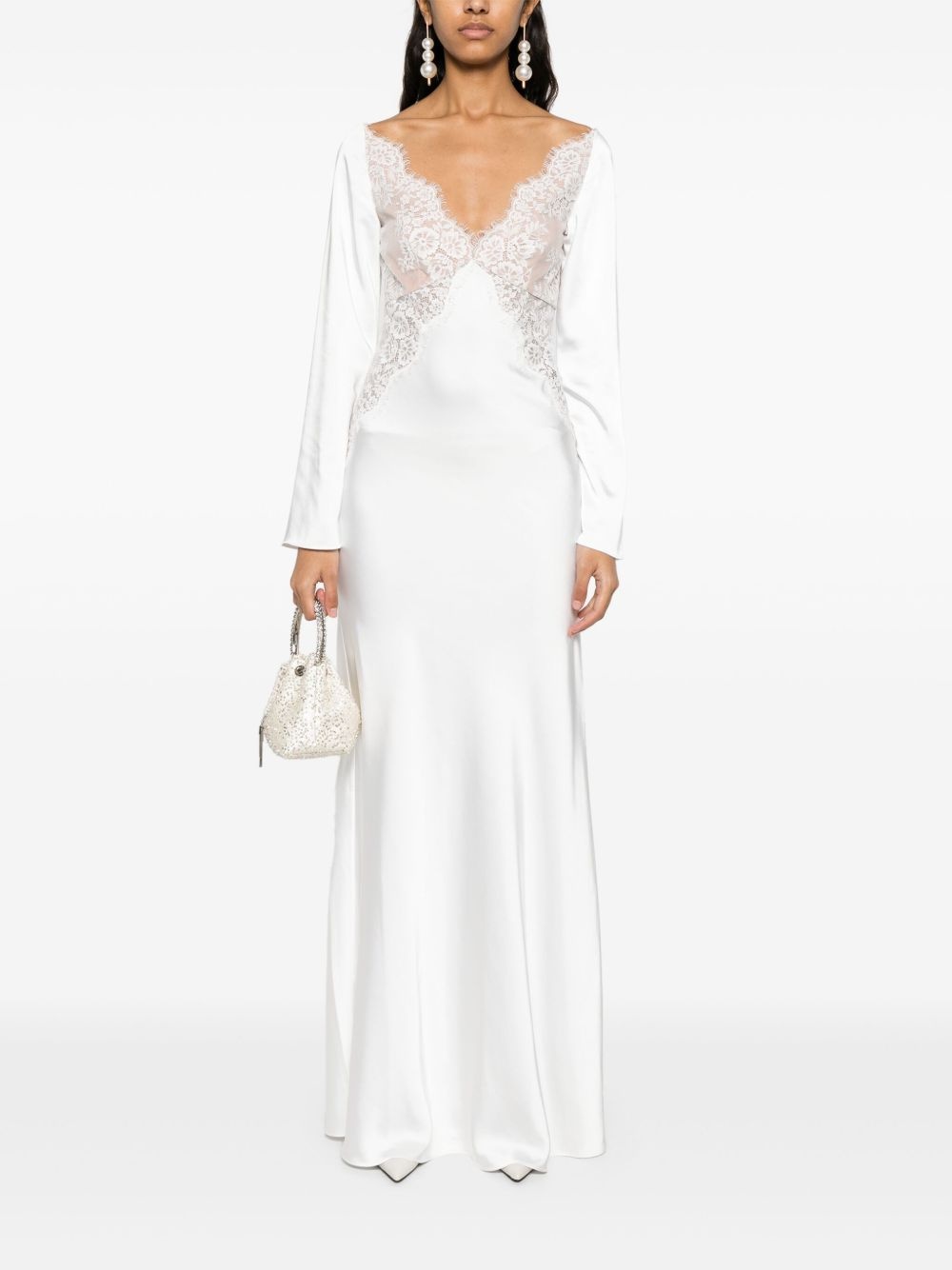lace satin gown - 2