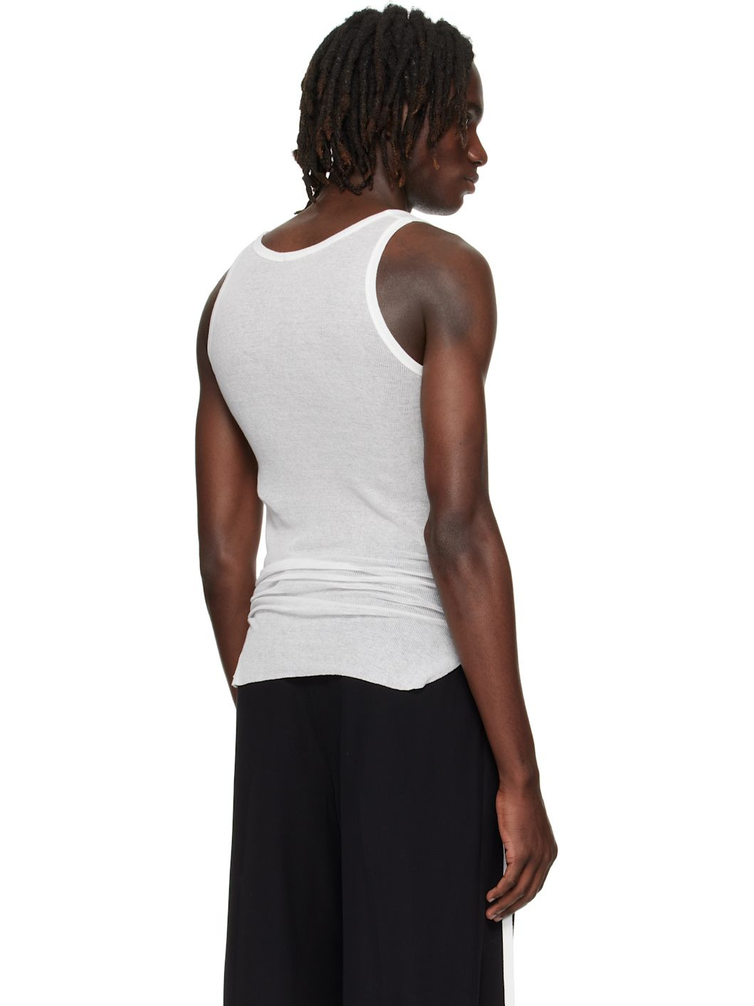 White Boris Wrinkled Cropped Tank Top - 3