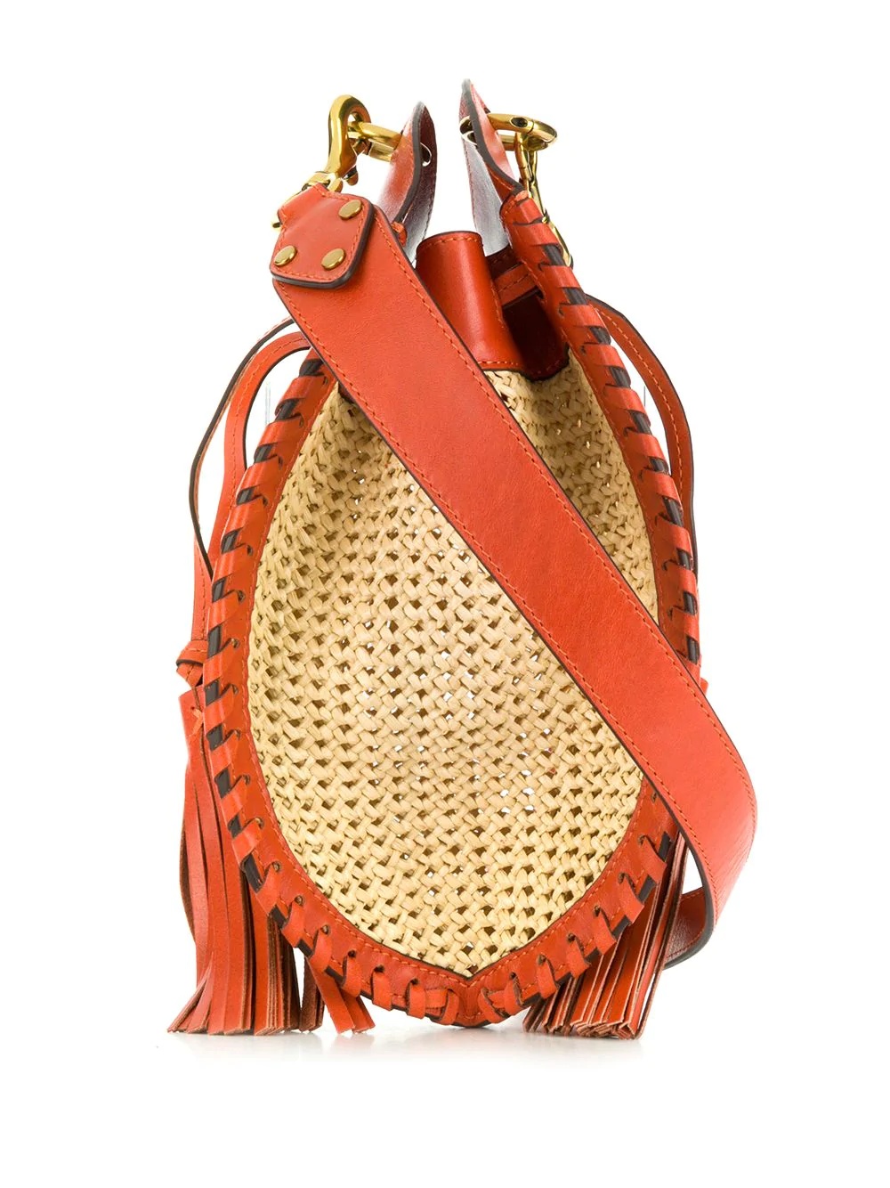 straw panelled crossbody bag - 1