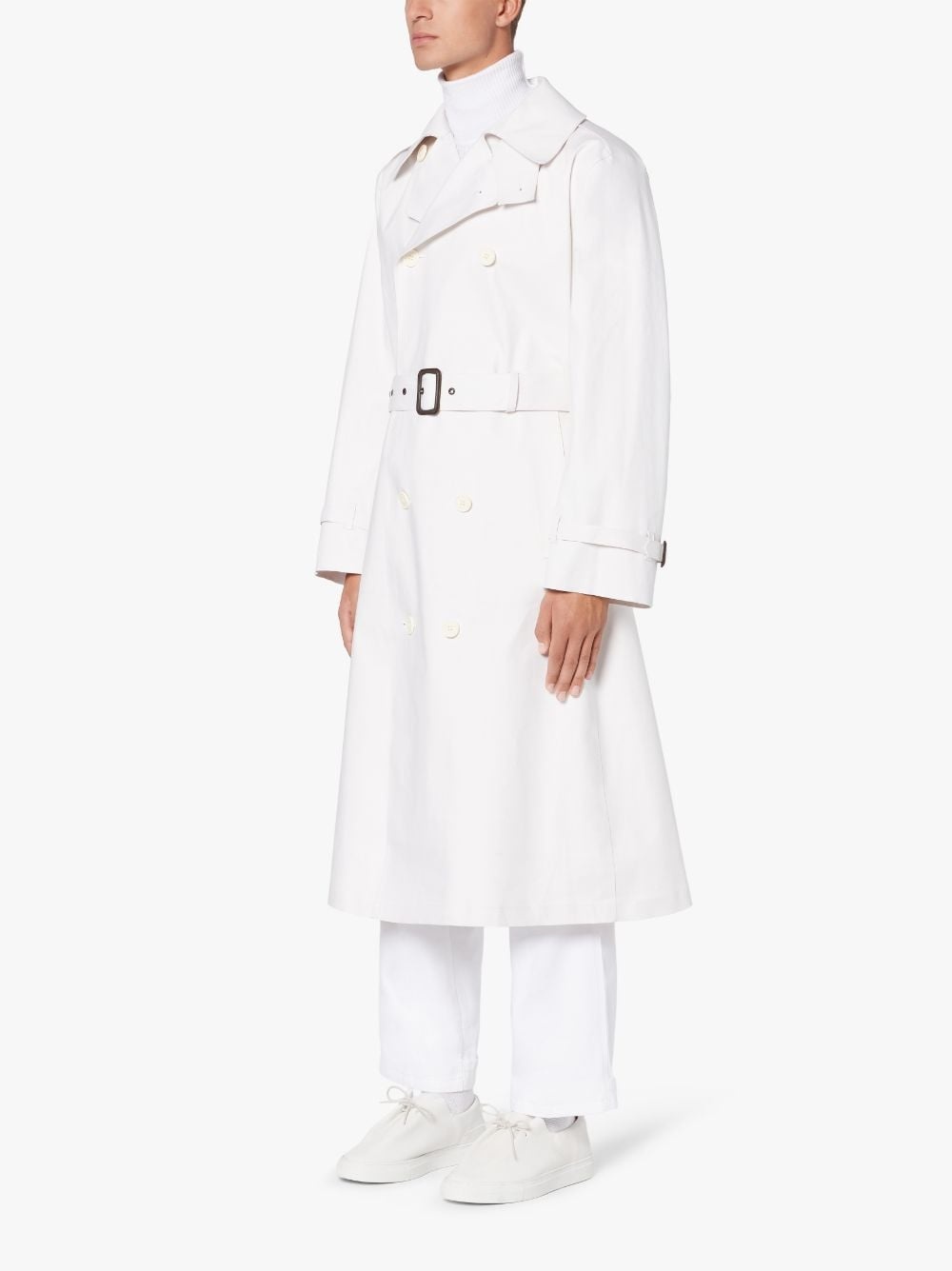 VIENNA WHITE BONDED COTTON TRENCH COAT | GRF-305 - 4