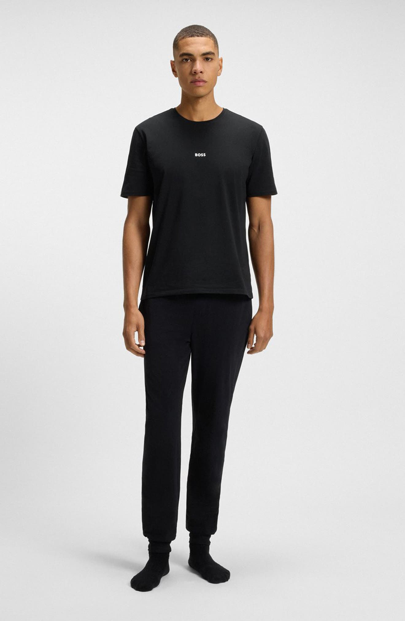 BOSS Unique Stretch Cotton Pajama T-Shirt in Black at Nordstrom - 5