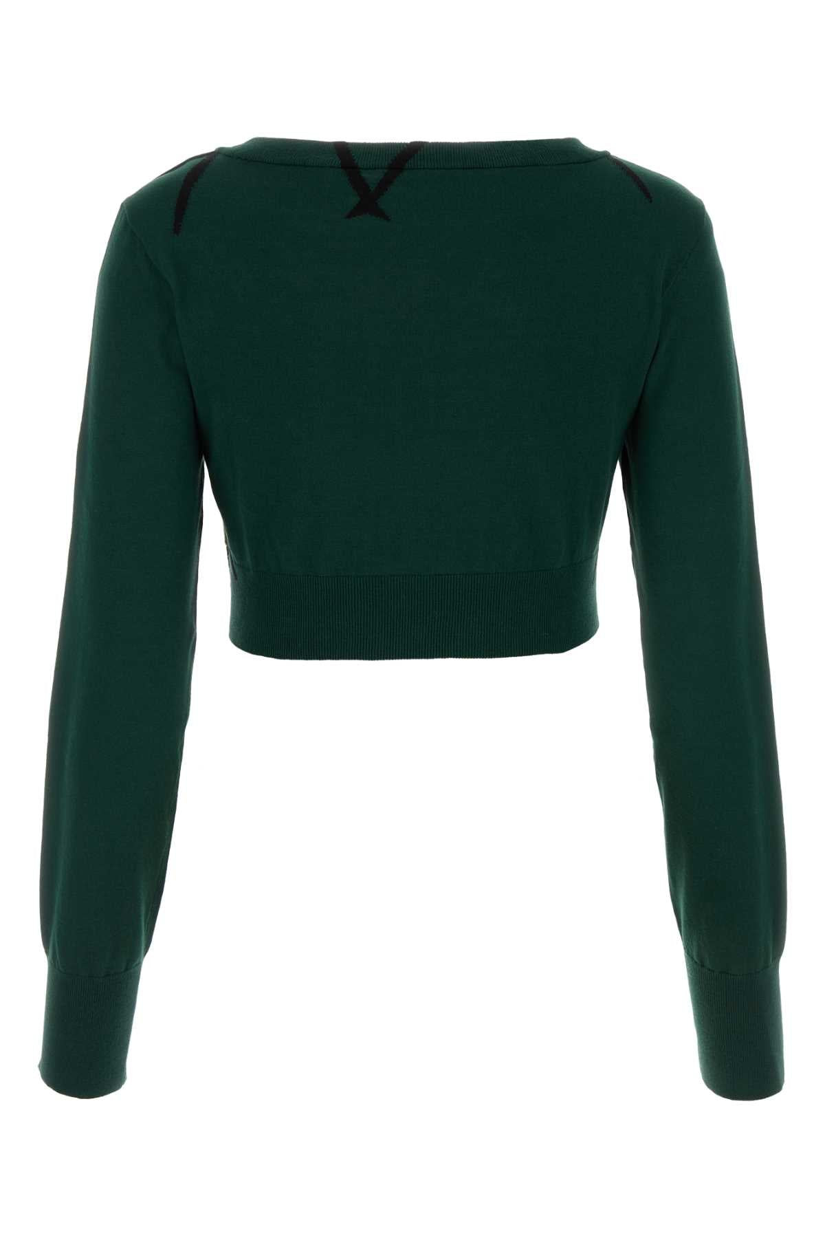 Burberry Women Bottle Green Cotton Sweater - 2