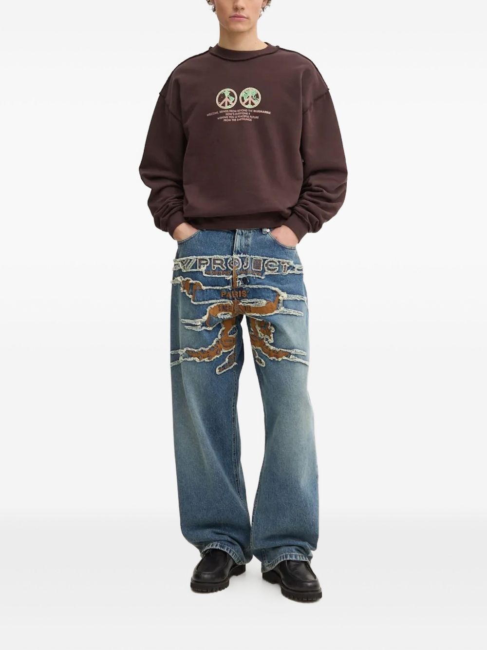 peace-globe print sweatshirt - 2