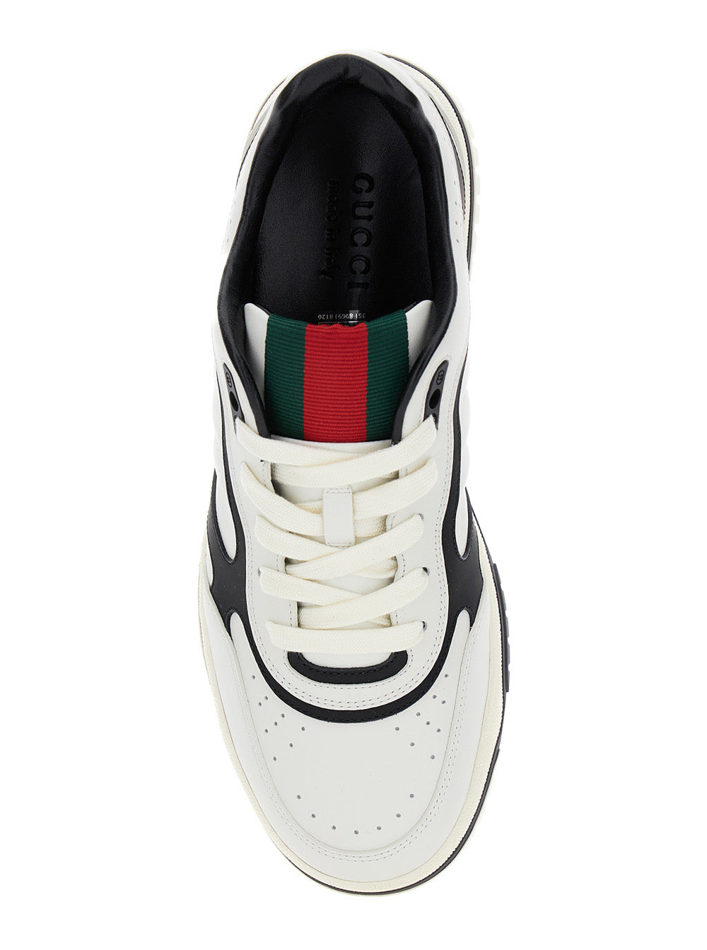 Gucci Men 'Gucci Re-Web' White And Black Low Top Sneakers In Leather Man - 4