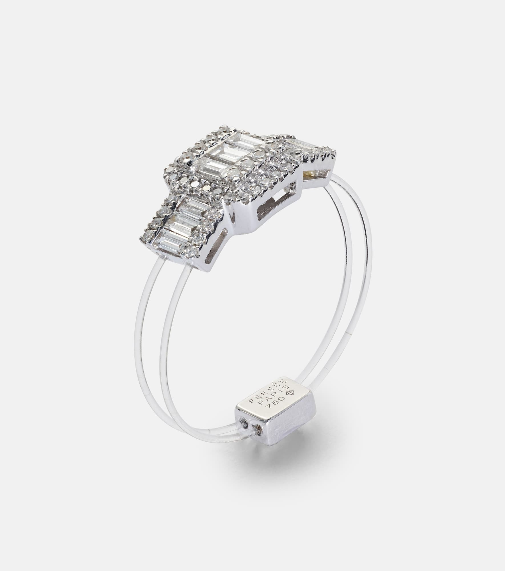 Floating 18kt white gold ring with diamonds - 4