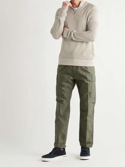Loro Piana Slim-Fit Ribbed Silk, Cashmere and Linen-Blend Half-Zip Sweater outlook