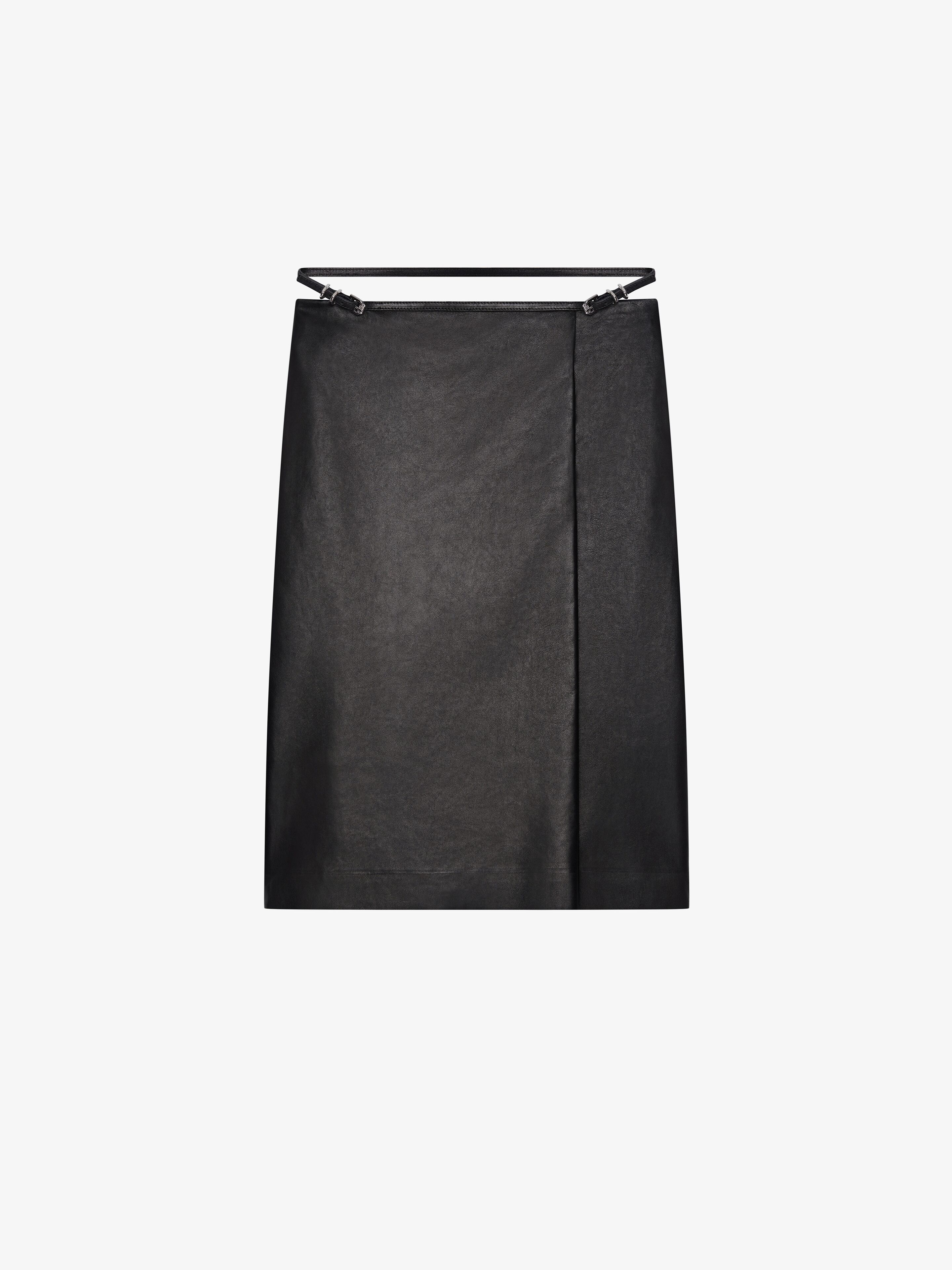 VOYOU WRAP SKIRT IN LEATHER - 1