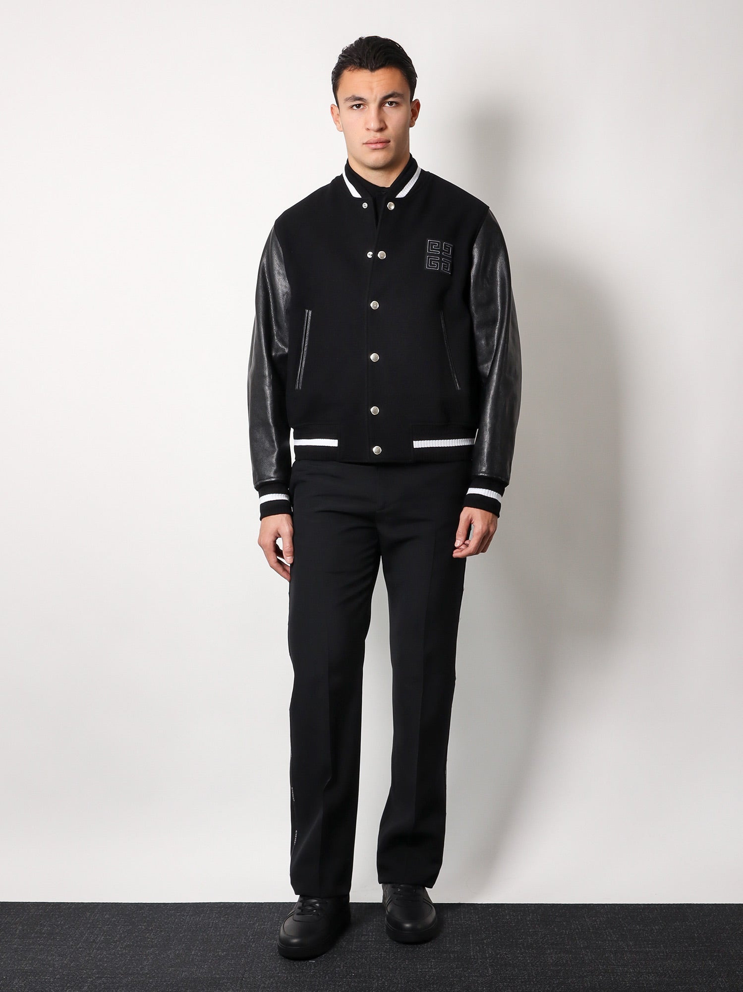 Givenchy Varsity Wool Blend Bomber With Leather Sleeves - 2