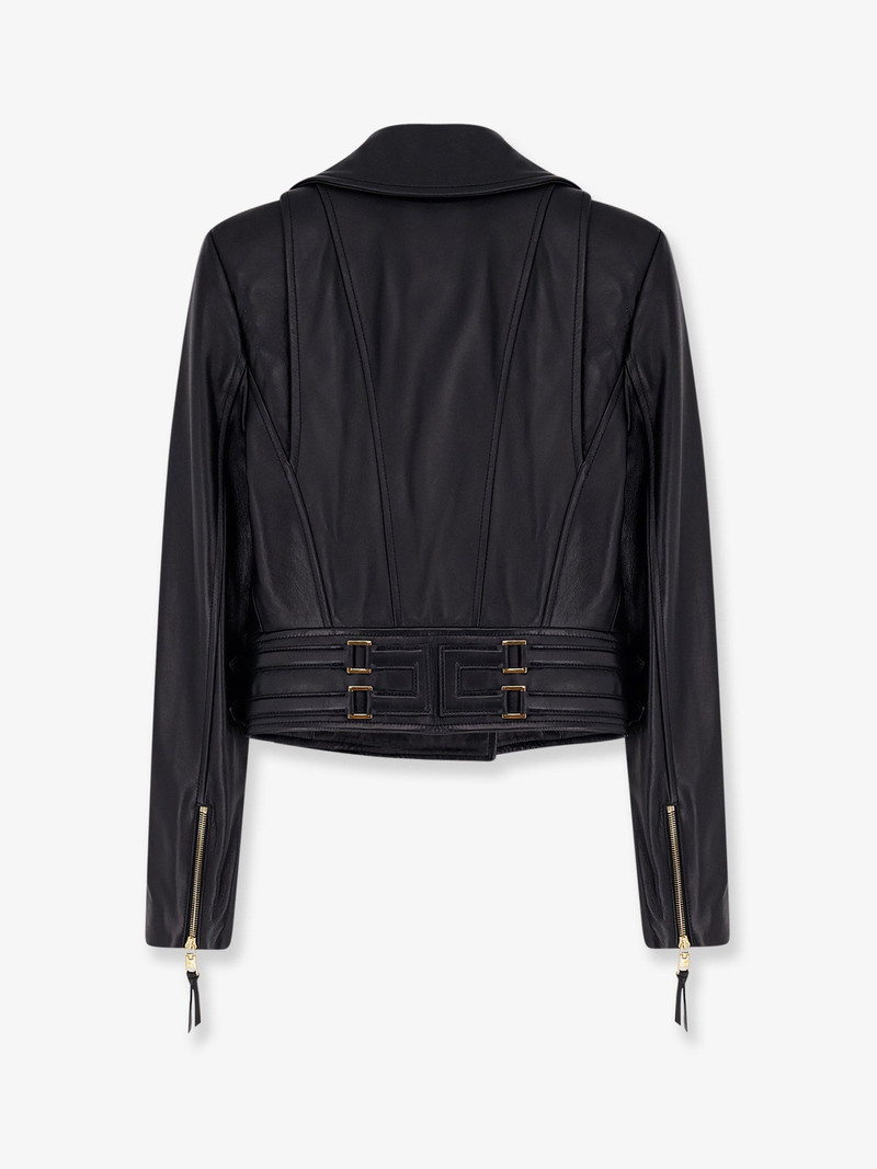 ELISABETTA FRANCHI Cropped Leather Jacket outlook