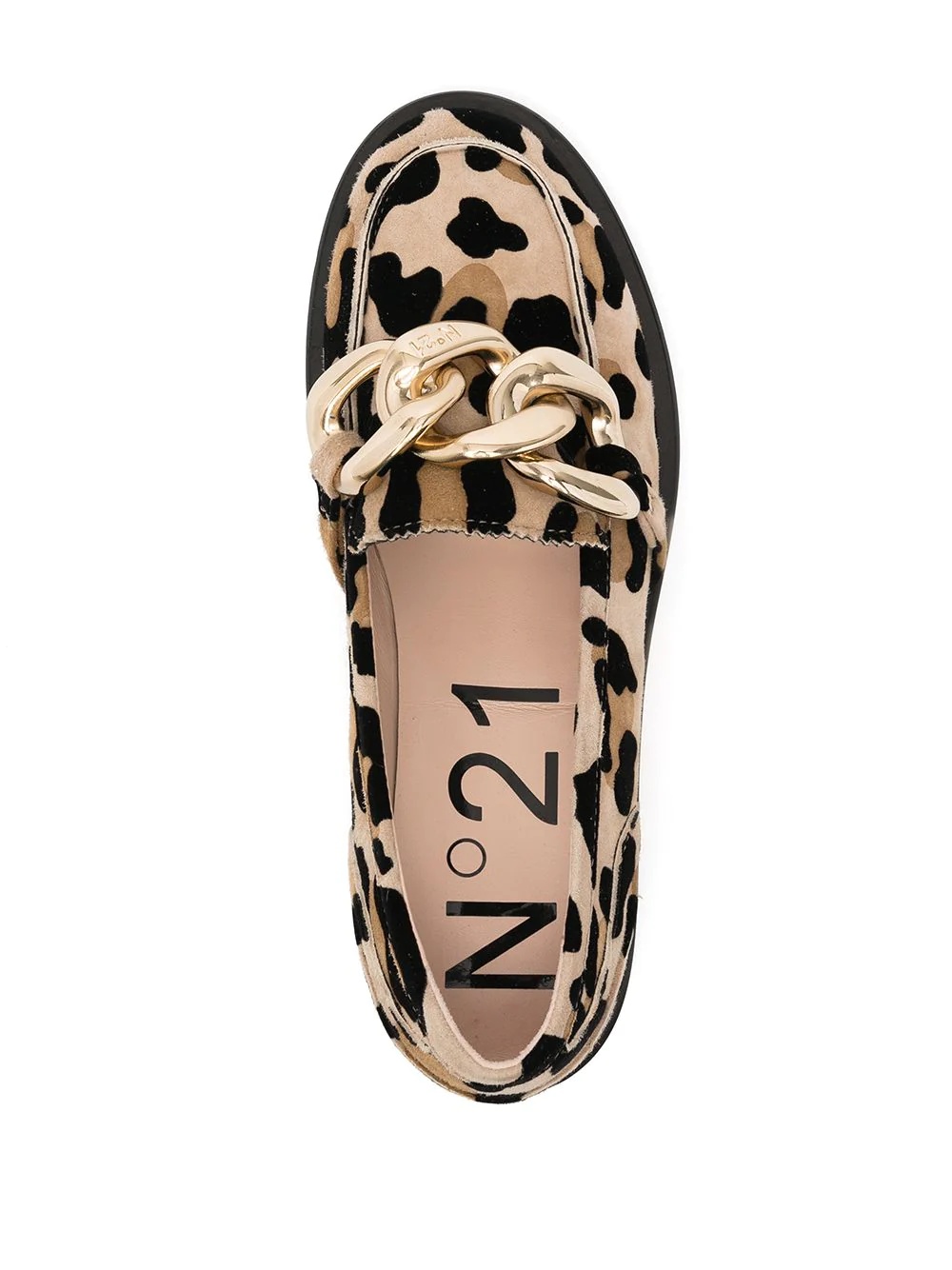 leopard-print chain-link loafers - 4