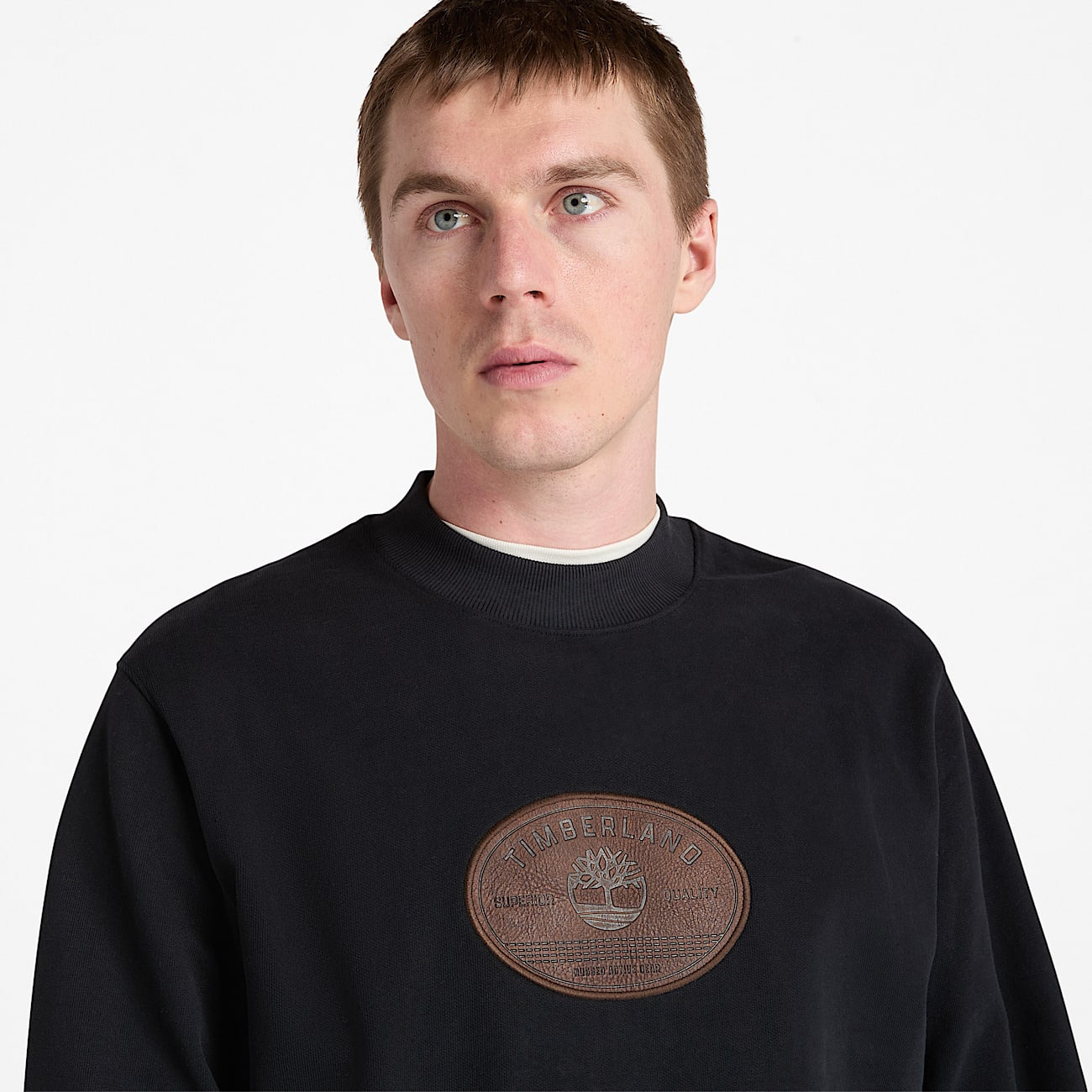Men's Leather Badge Crewneck Sweatshirt - 4