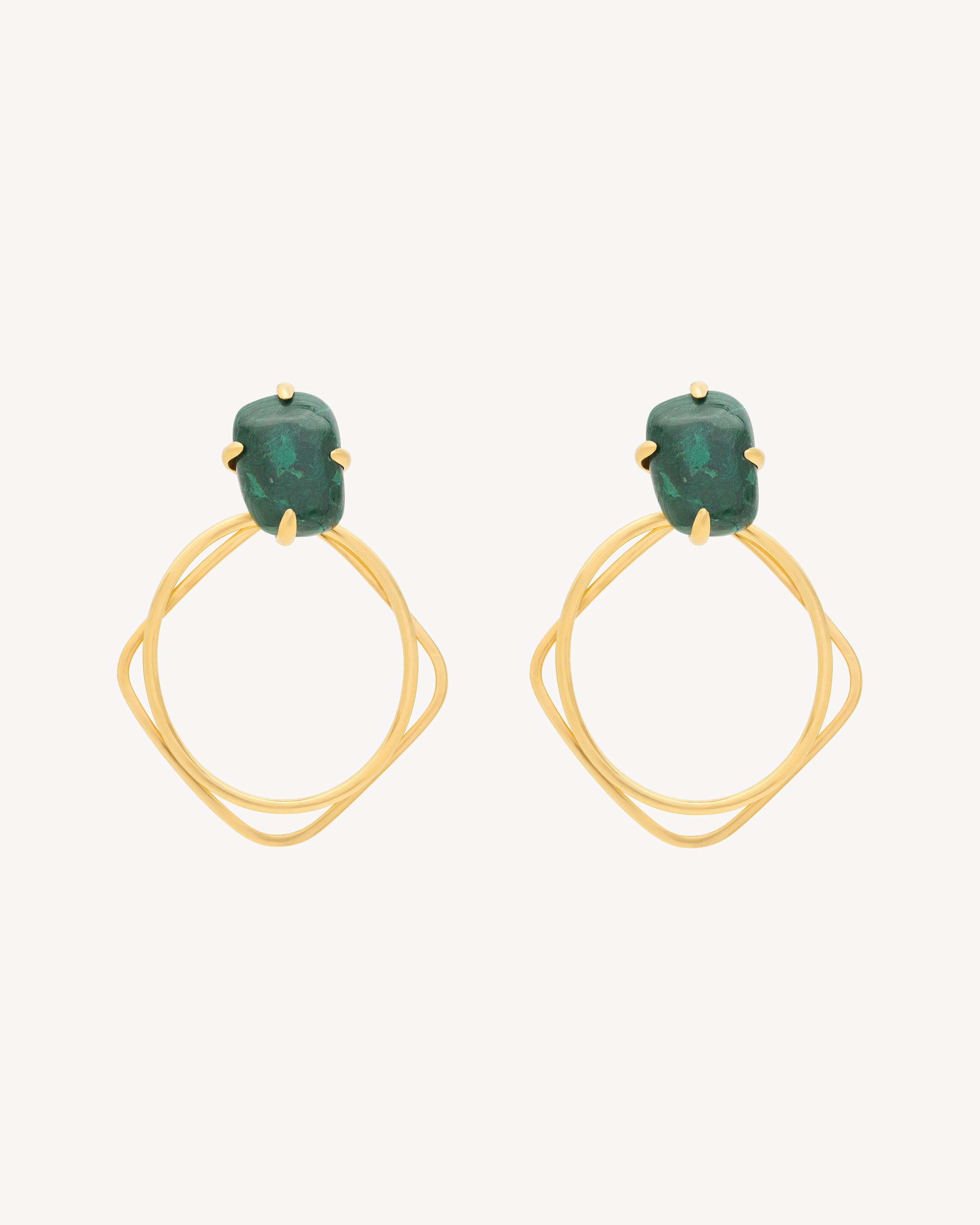 KNOCKER EARRINGS IN MALACHITE AND METAL - 1