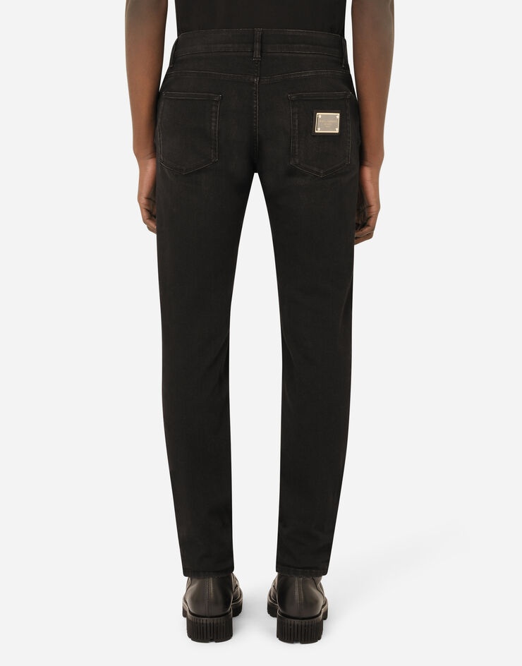 Dark gray wash slim-fit stretch jeans - 3